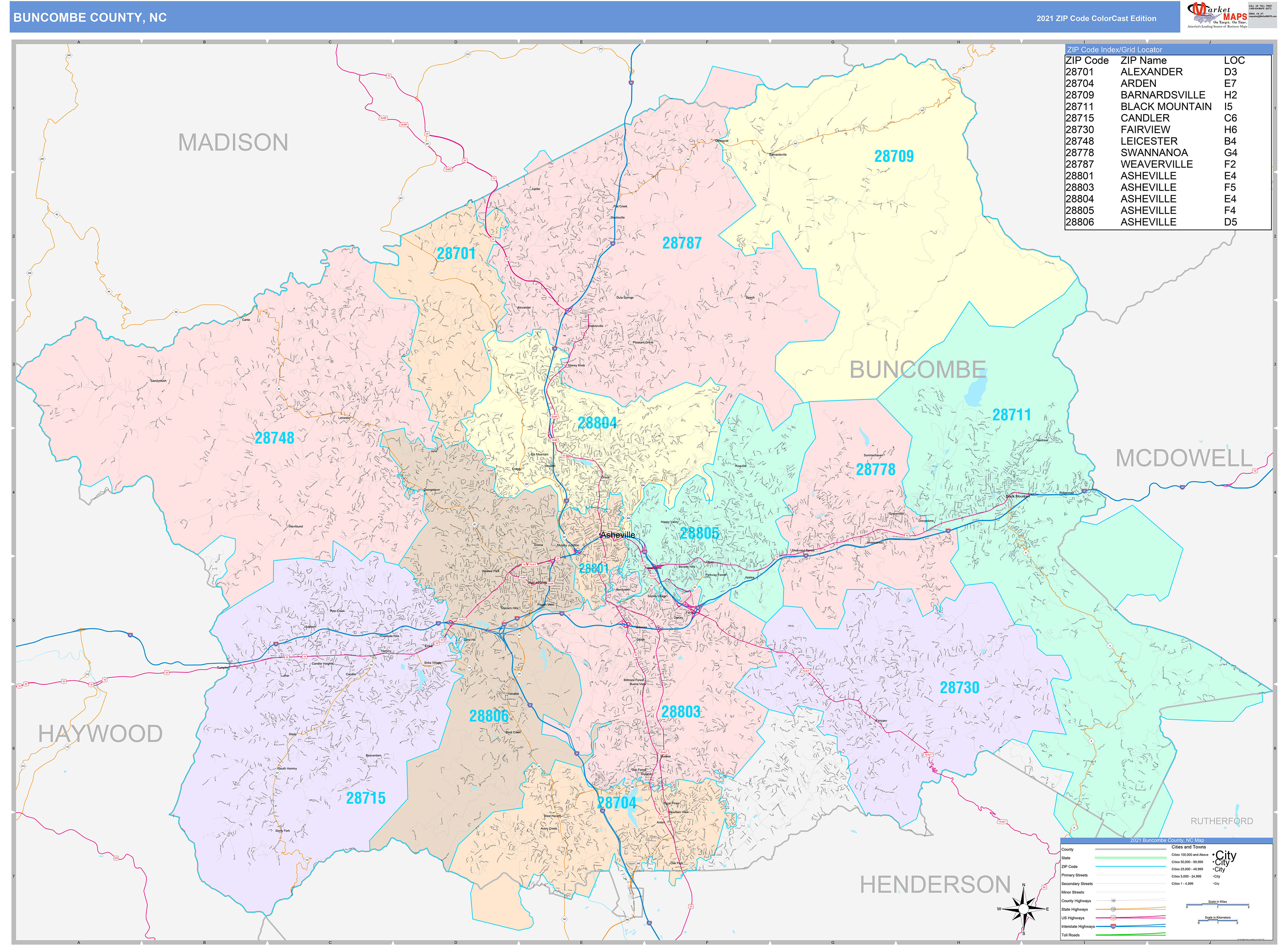 County, NC Wall Map Color Cast Style by MarketMAPS MapSales