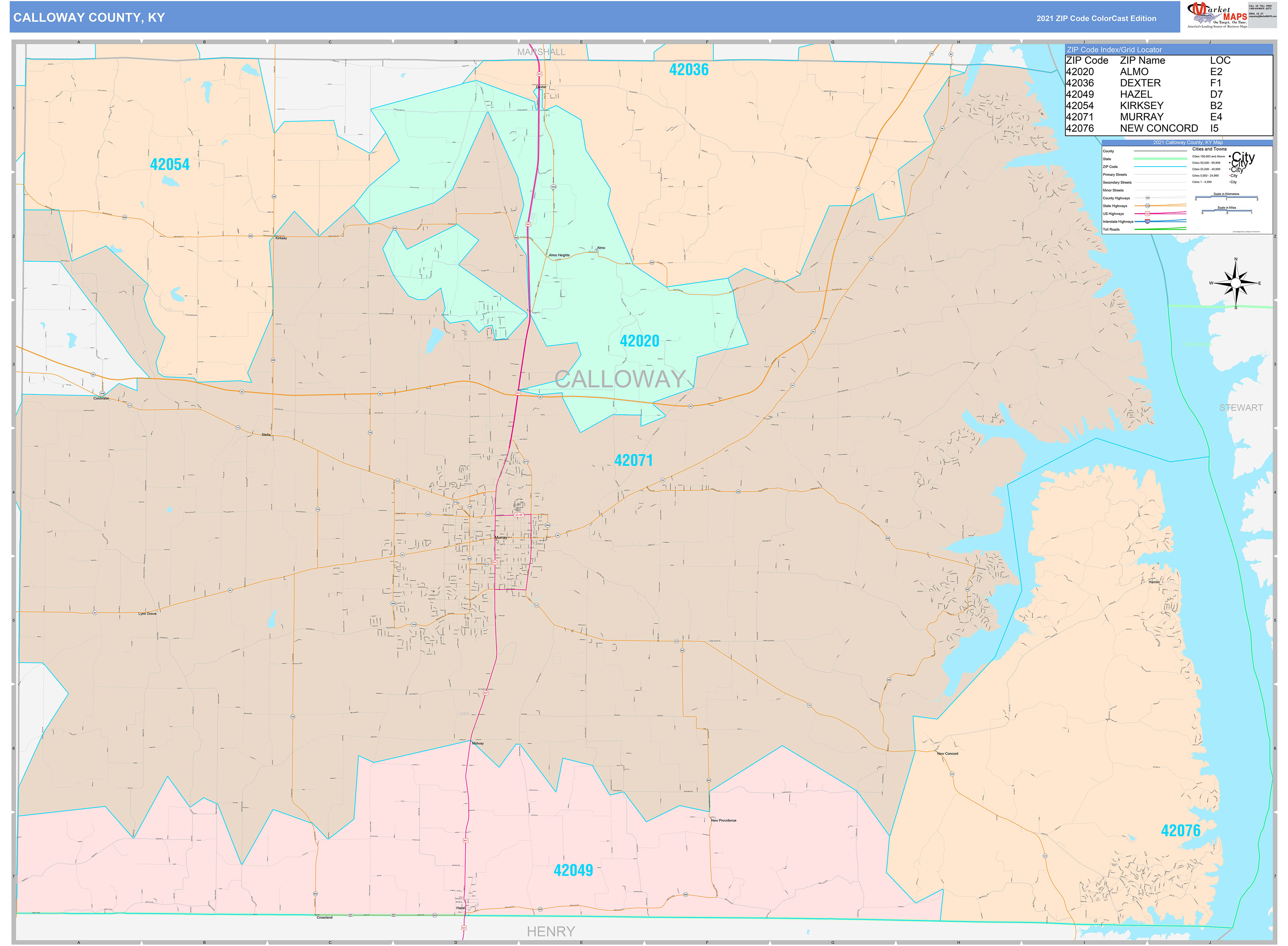 Calloway County Ky Wall Map Color Cast Style By Marketmaps Mapsales 