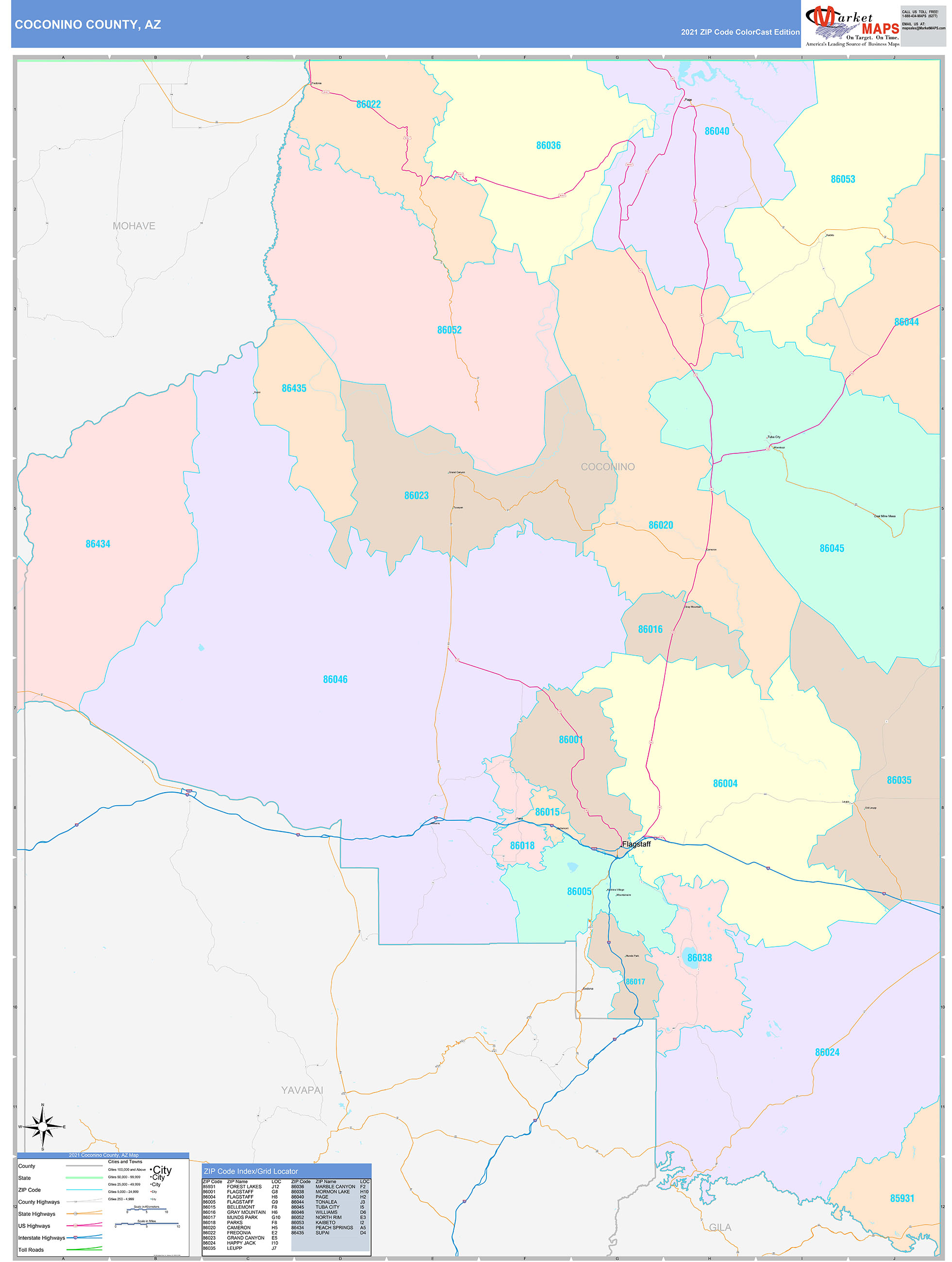 Arizona Northern Wall Map Color Cast Style By Marketm 0316