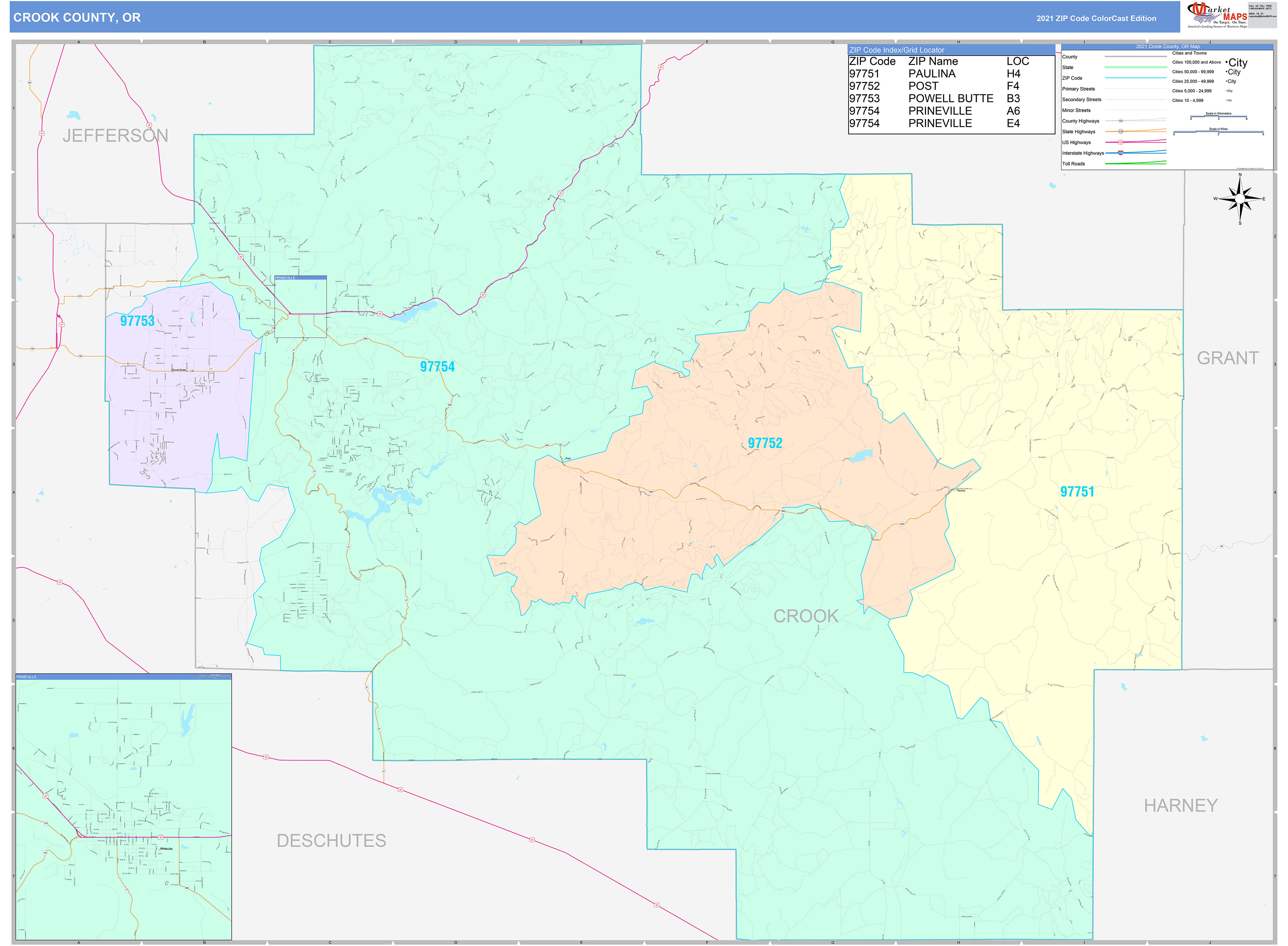 Oregon Wall Map Color Cast Style By Marketmaps - vrogue.co