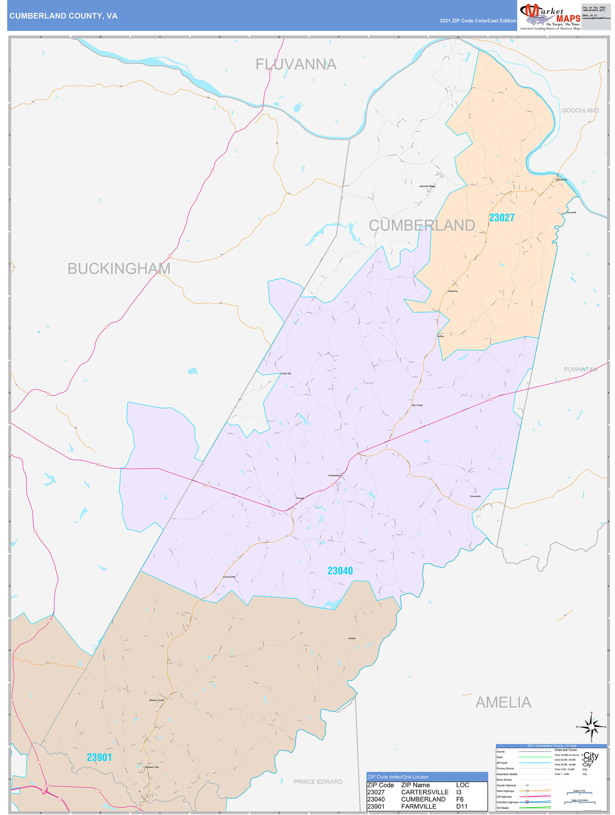 CUMBERLAND County Zip Code Map