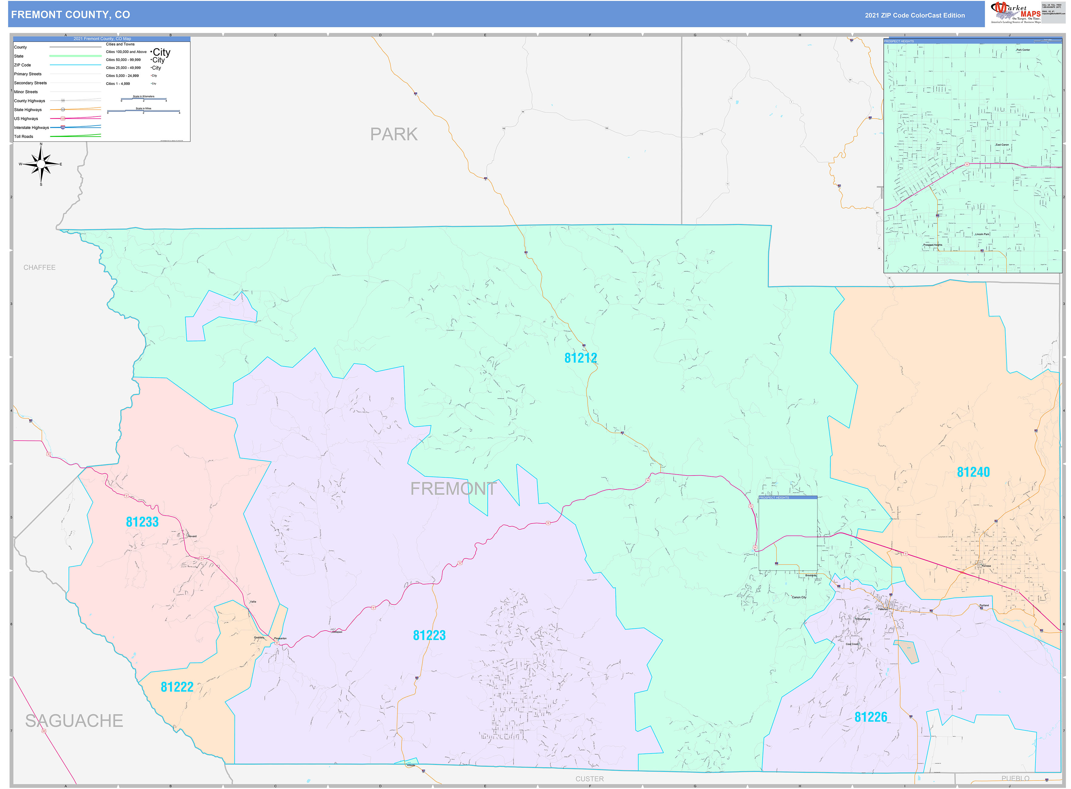 Fremont County CO Wall Map Color Cast Style by MarketMAPS MapSales
