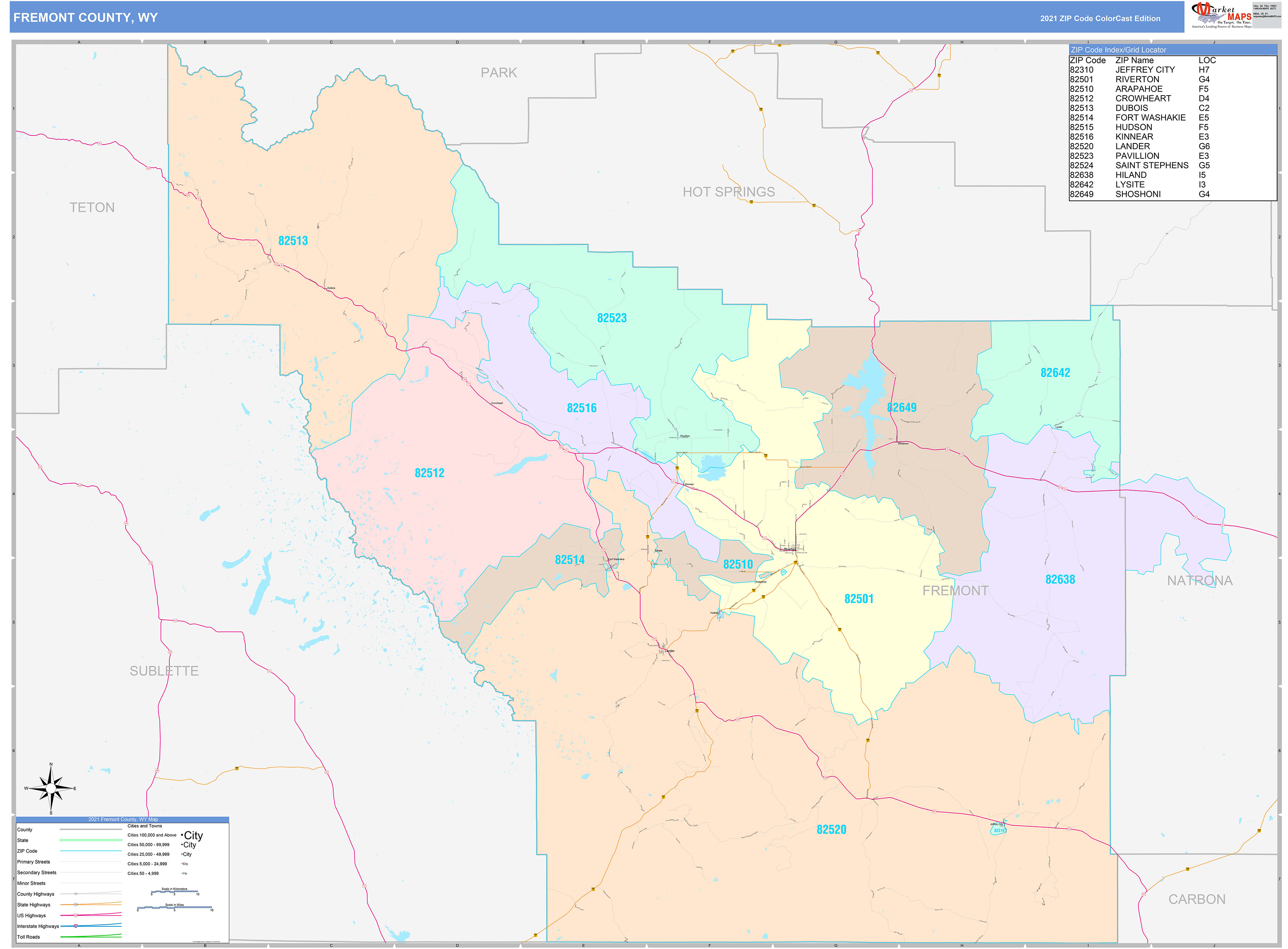 Fremont County Id Wall Map Color Cast Style By Market 0261