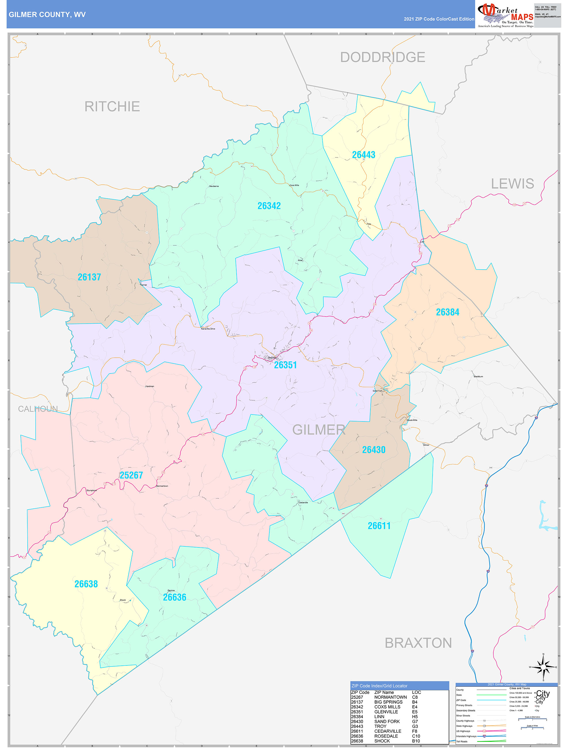 Gilmer County Wv Wall Map Color Cast Style By Marketmaps Mapsales 3208