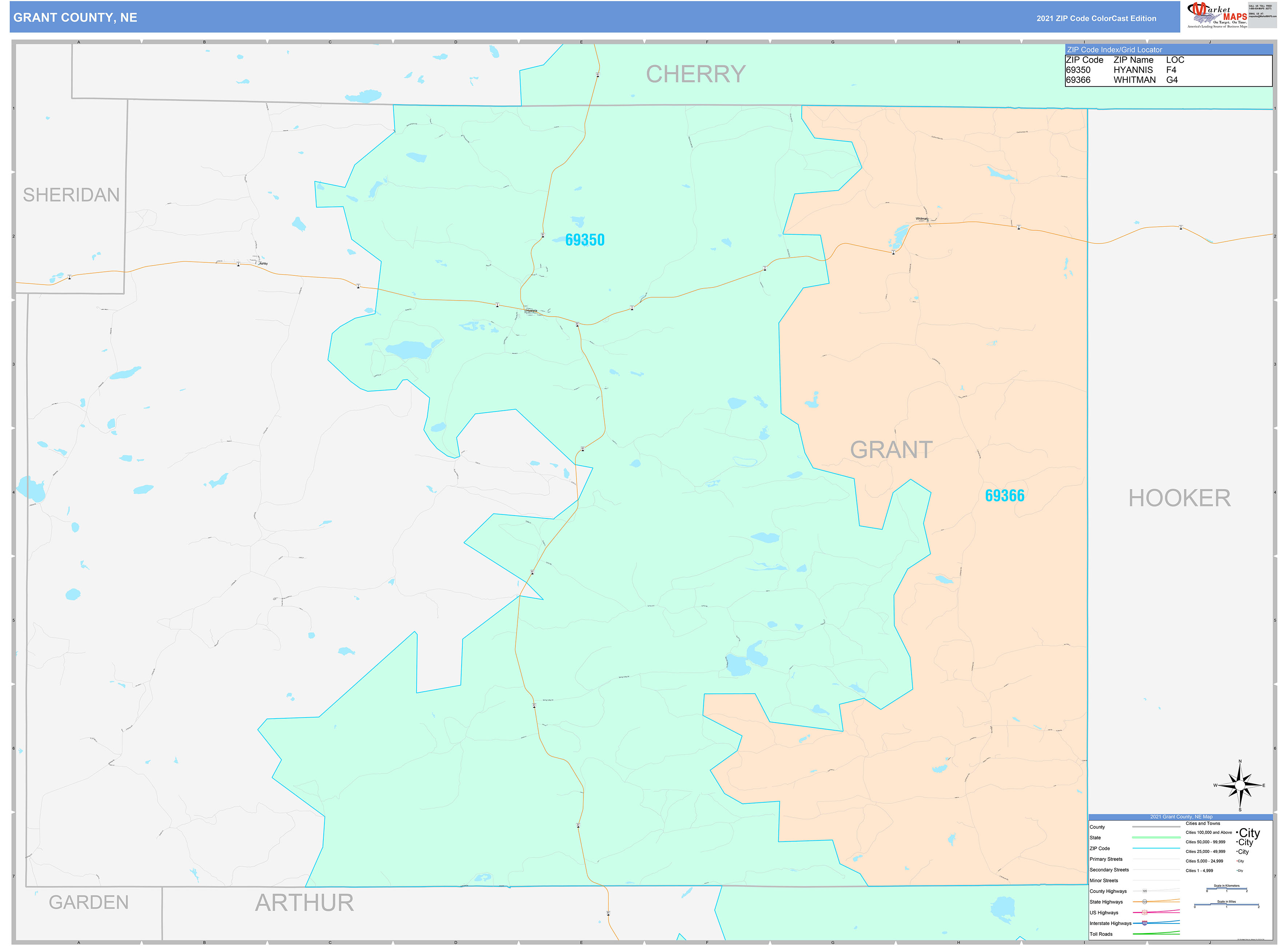 Grant County Ne Wall Map Color Cast Style By Marketmaps