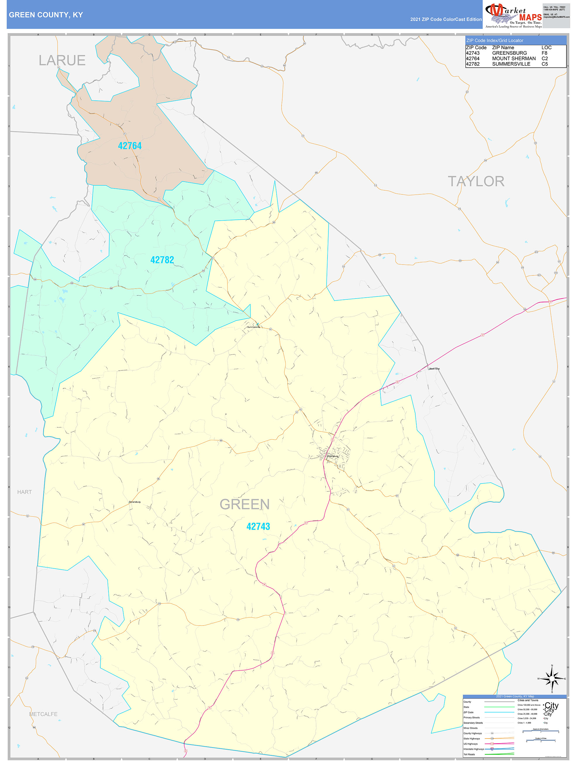 Kentucky Counties Wall Map | Images and Photos finder