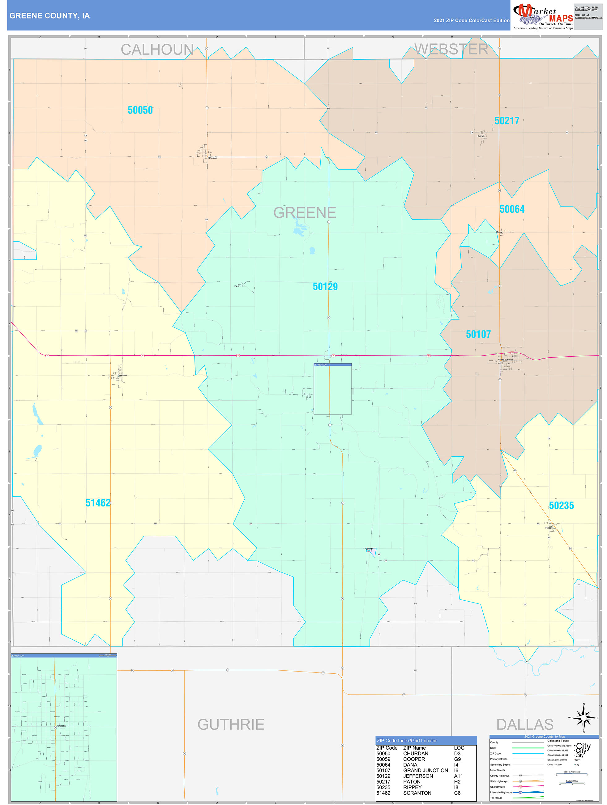 Greene County Ia Wall Map Color Cast Style By Marketmaps 4919