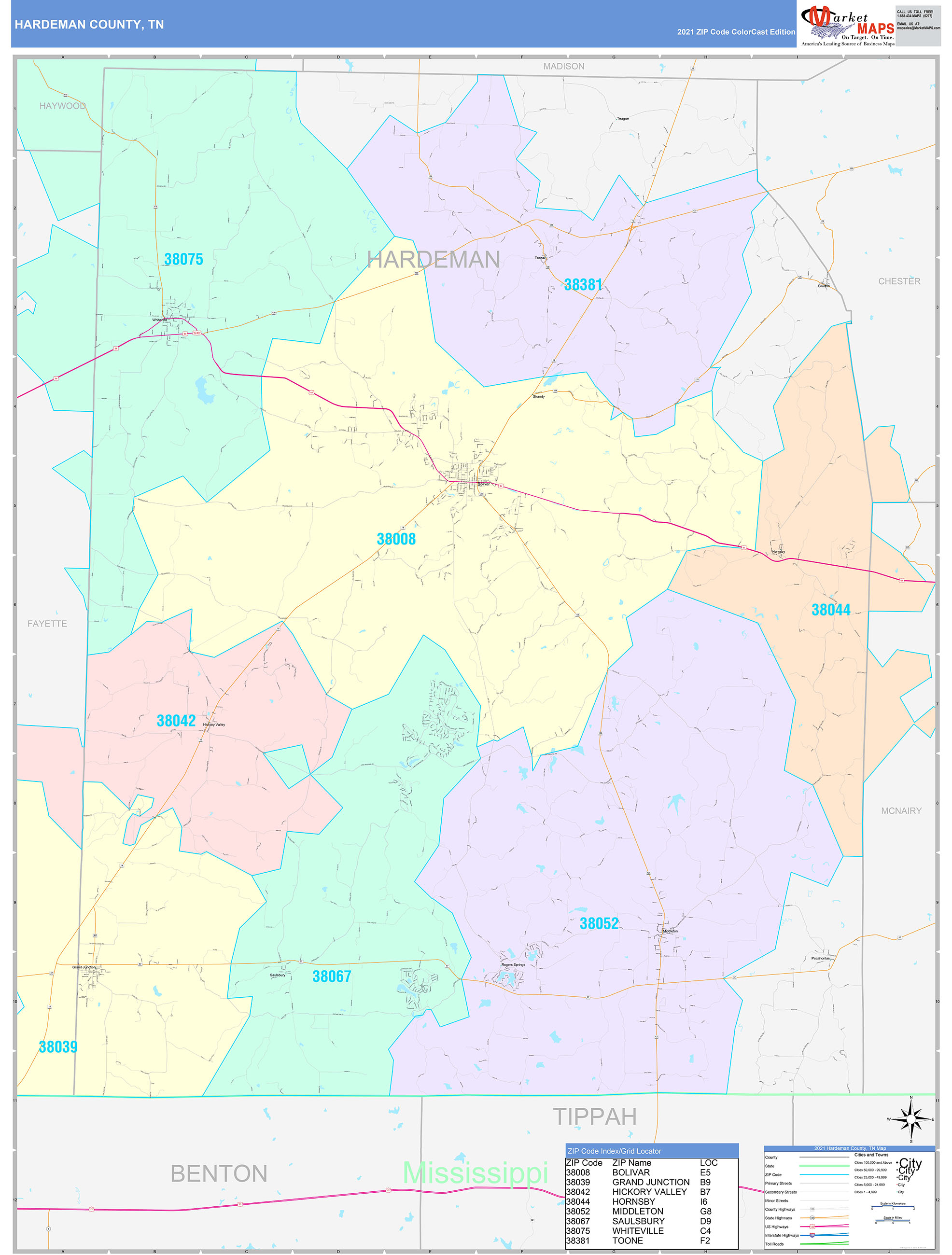 Bedford County Tn Wall Map Color Cast Style By Marketmaps | Images and ...