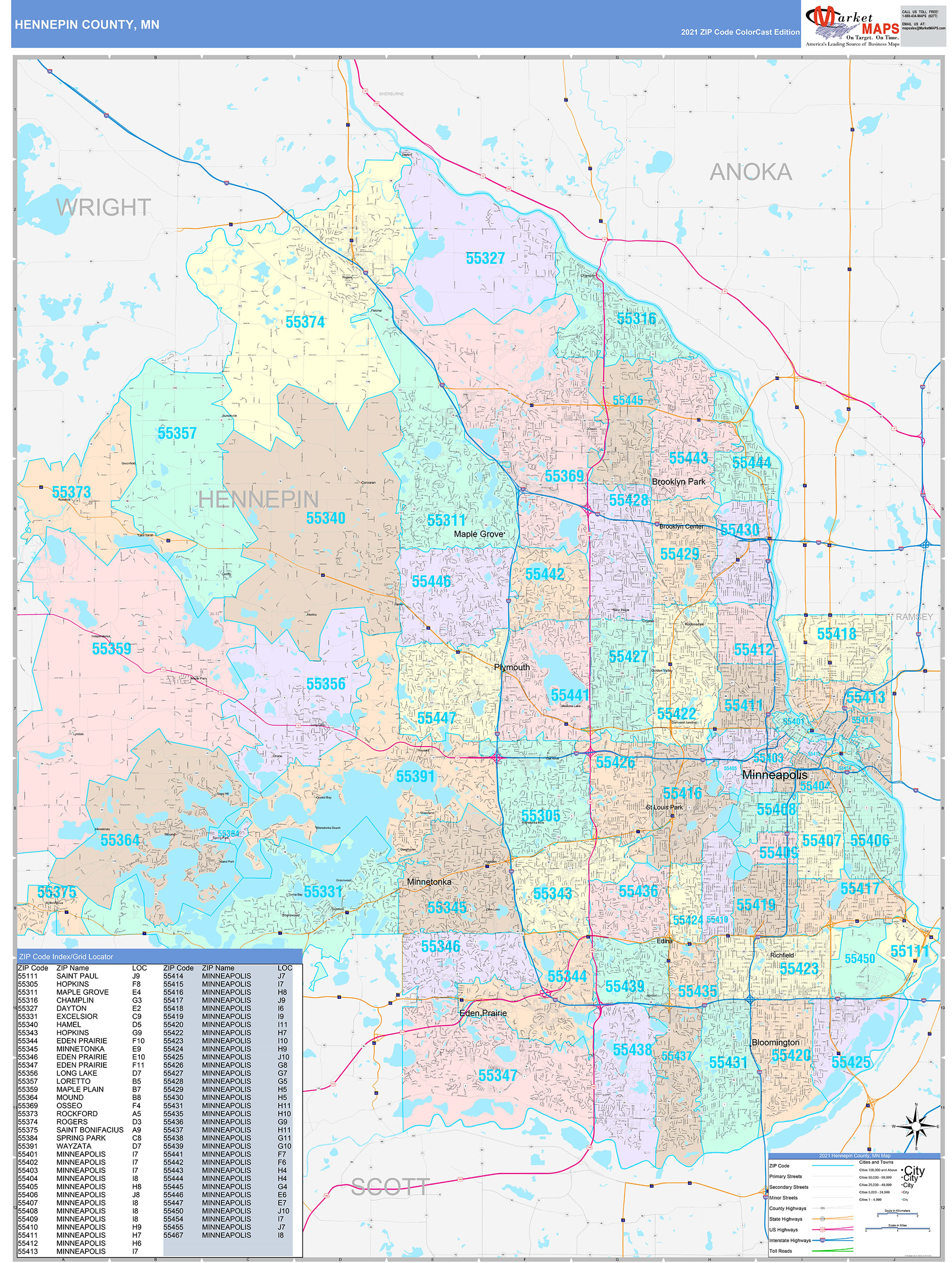 Hennepin County Zip Code Map - Map