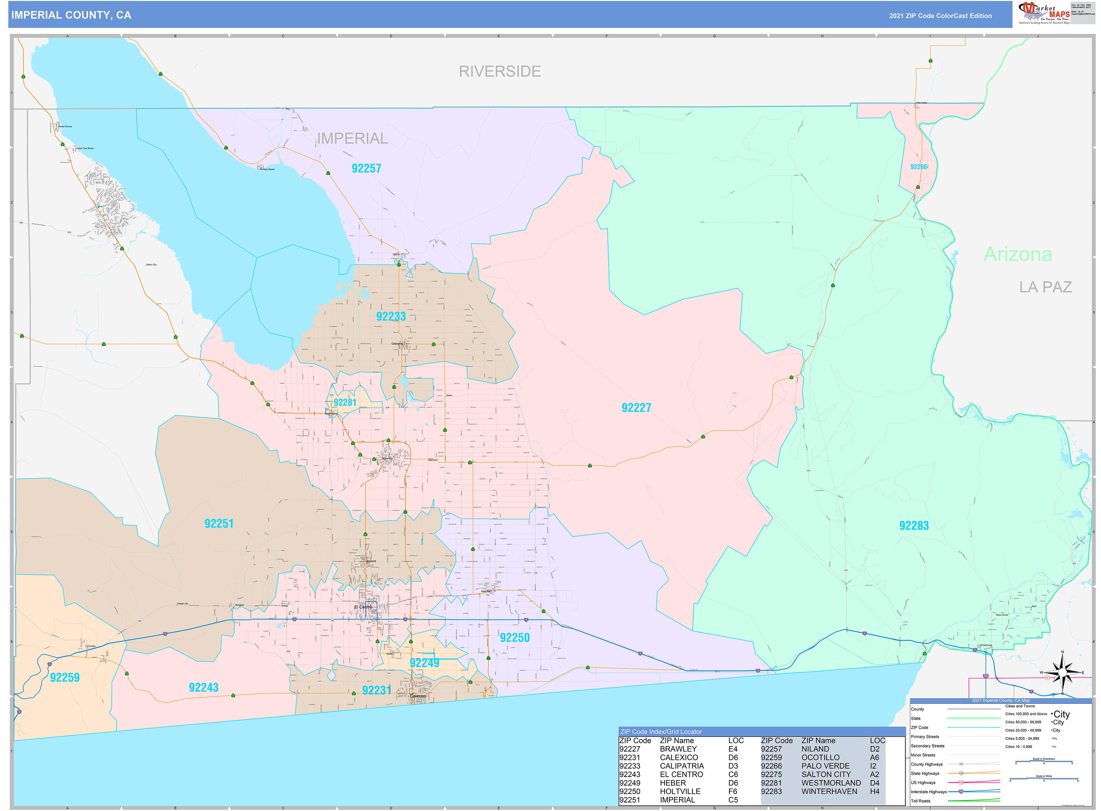 Imperial County CA Wall Map Color Cast Style By MarketMAPS MapSales Com   Imperial CA 