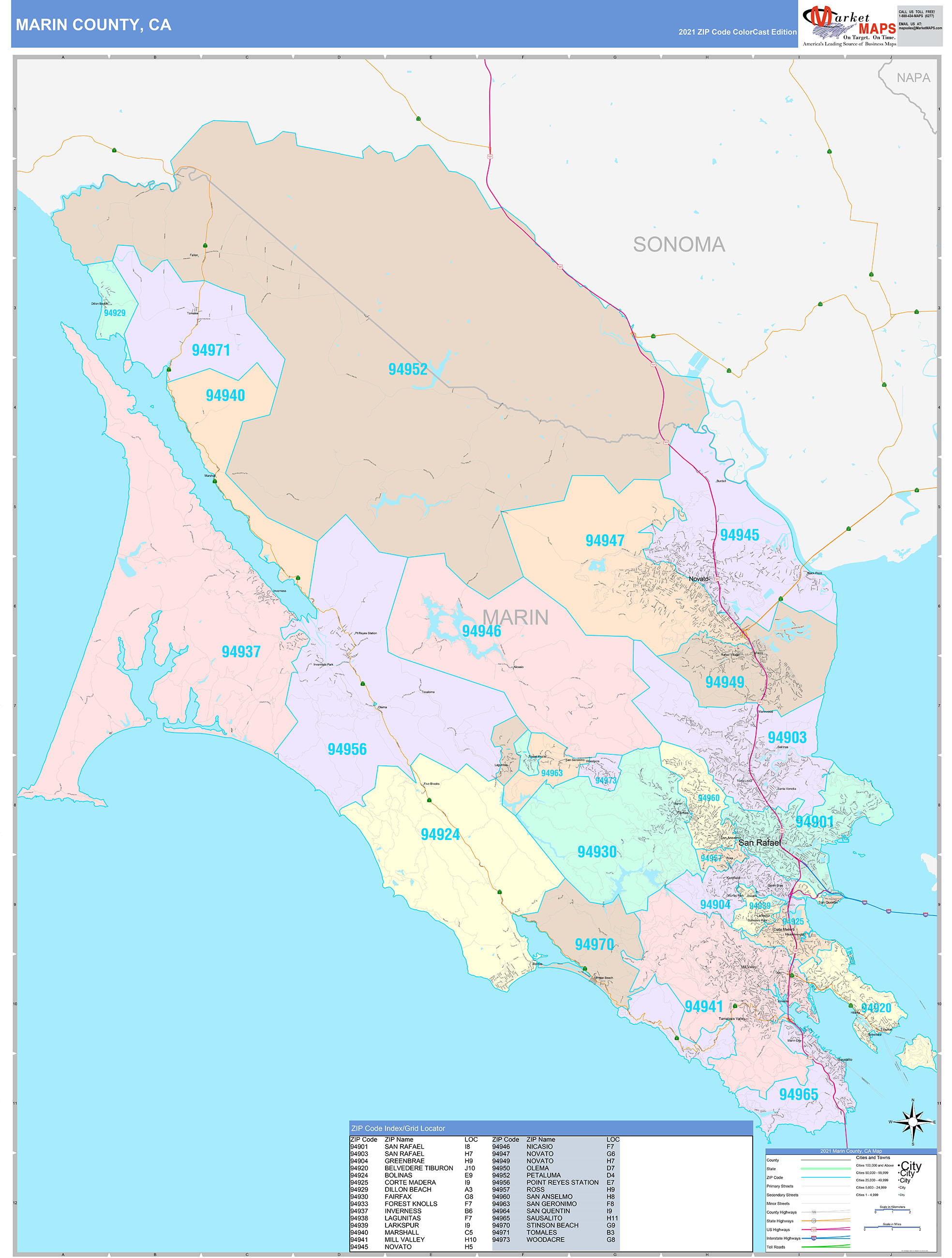 Marin County Ca Zip Code Map - United States Map