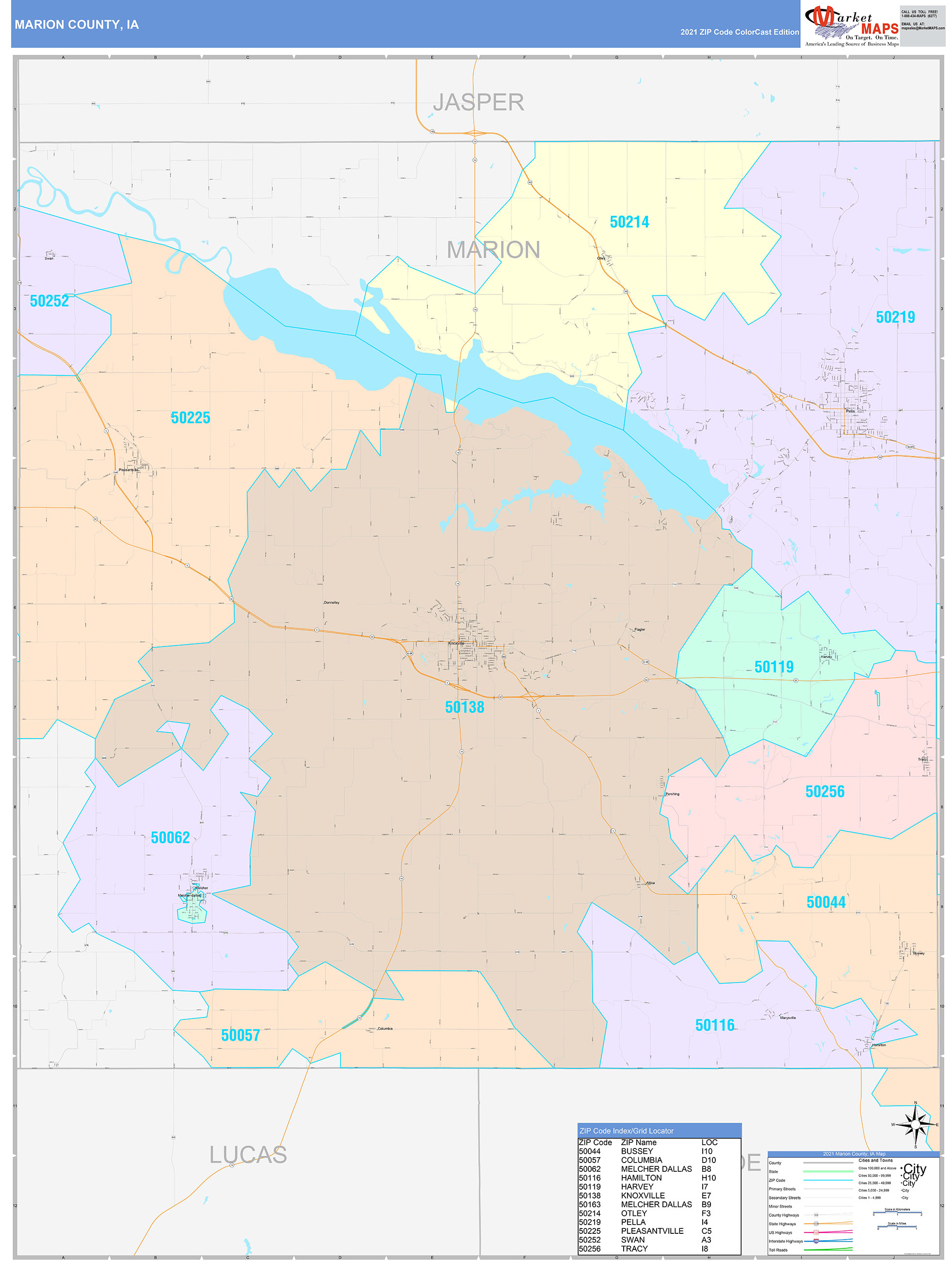 Marion County Ia Wall Map Color Cast Style By Marketmaps 7327