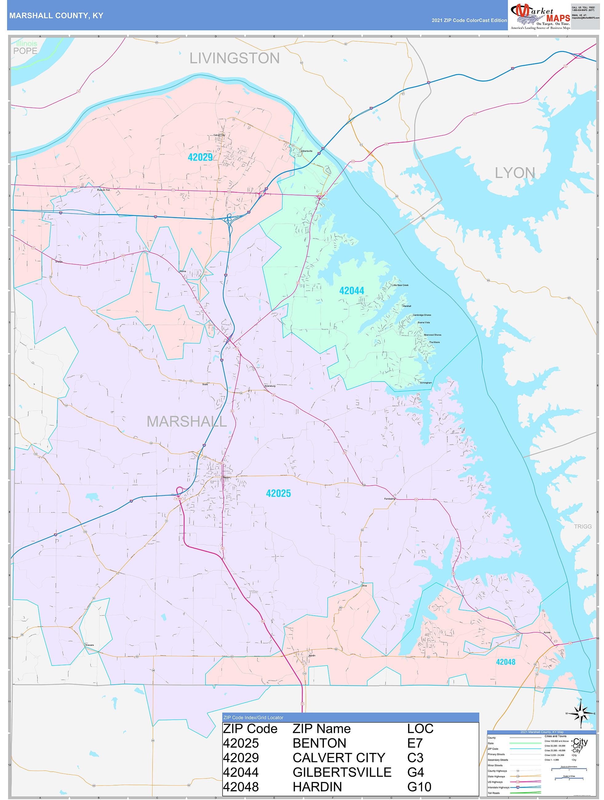 Marshall County, KY Wall Map Color Cast Style by MarketMAPS MapSales