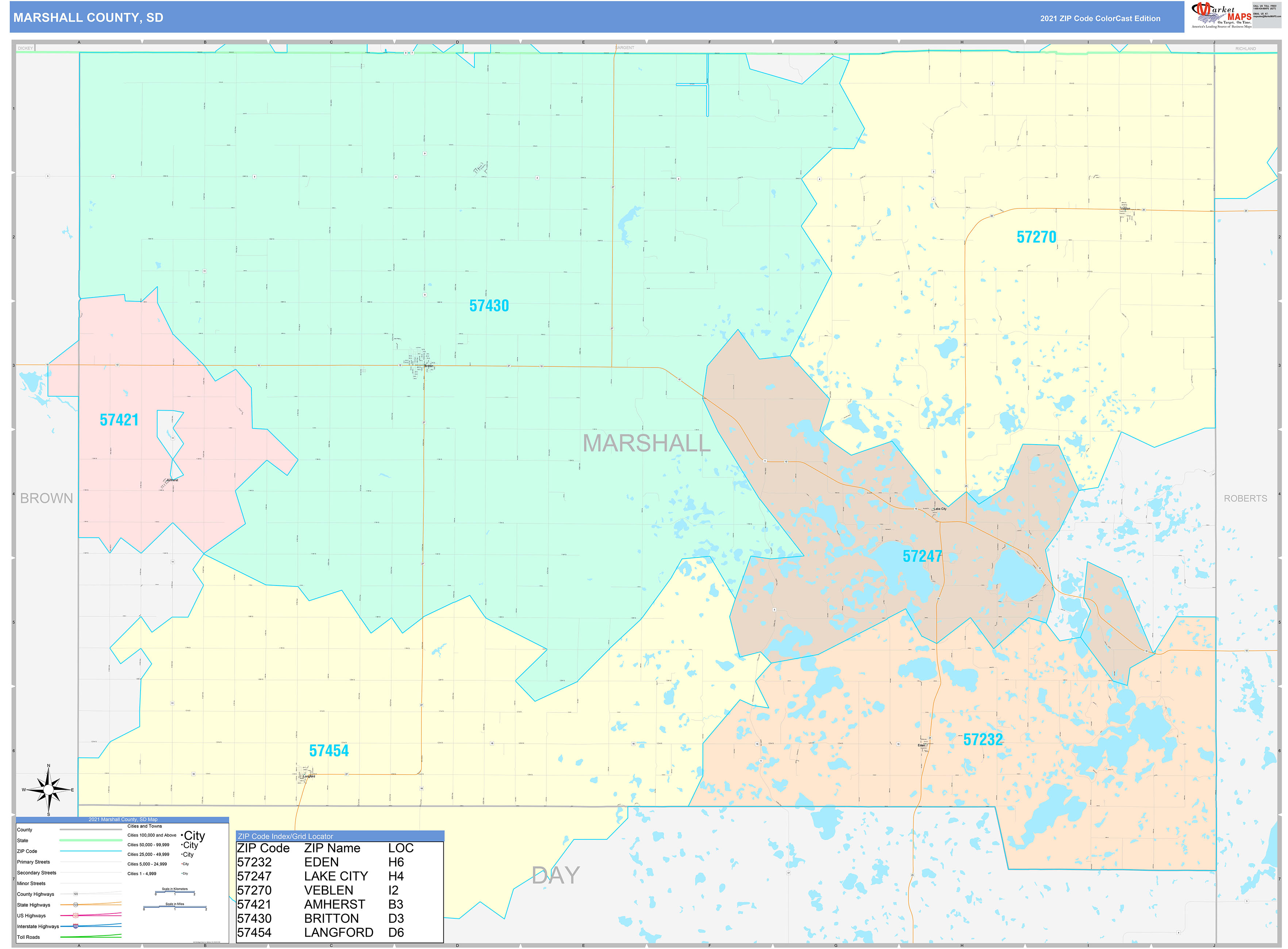 Marshall County Sd Wall Map Color Cast Style By Marketmaps Mapsales