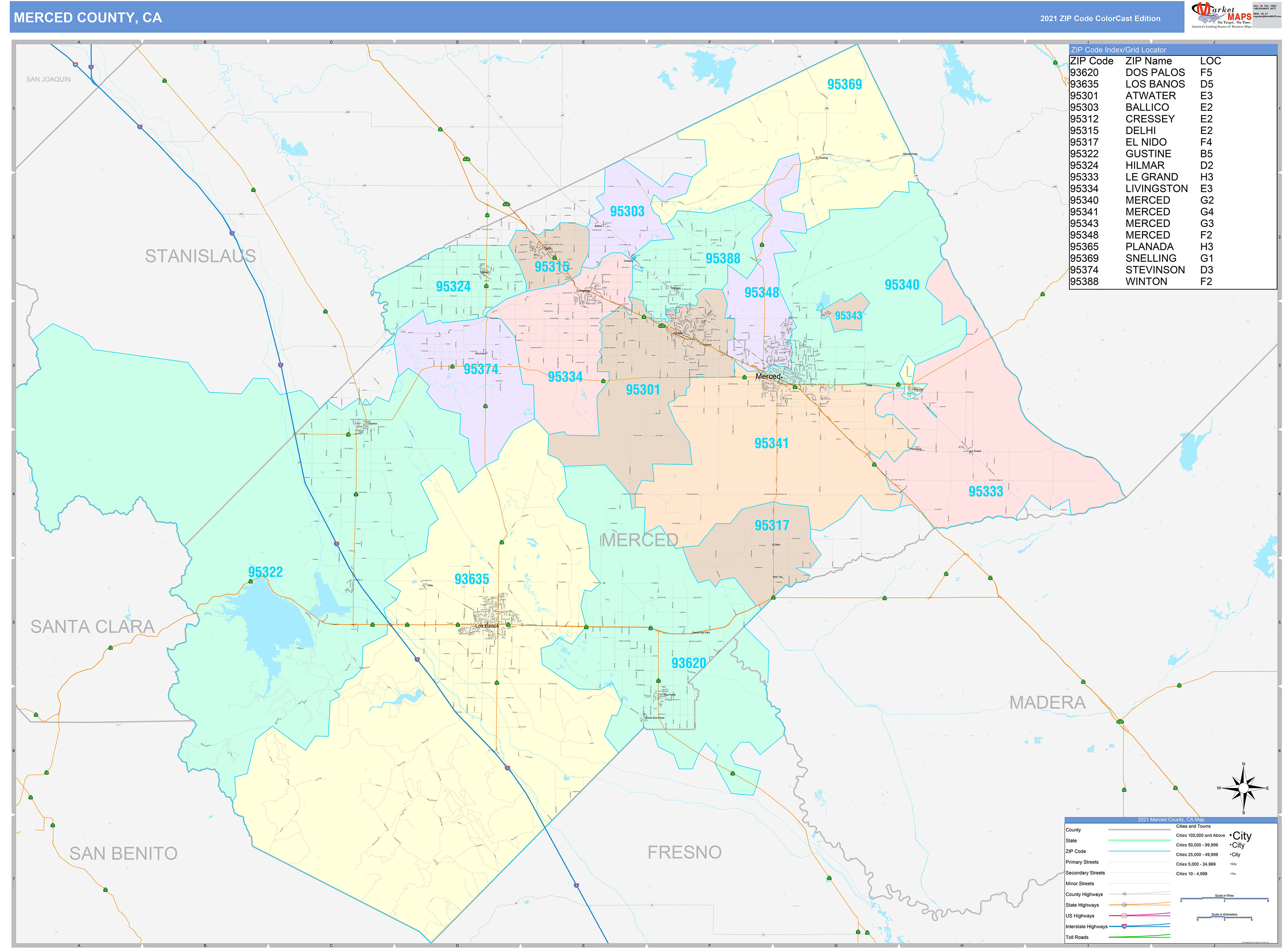 Merced County Zip Code Map