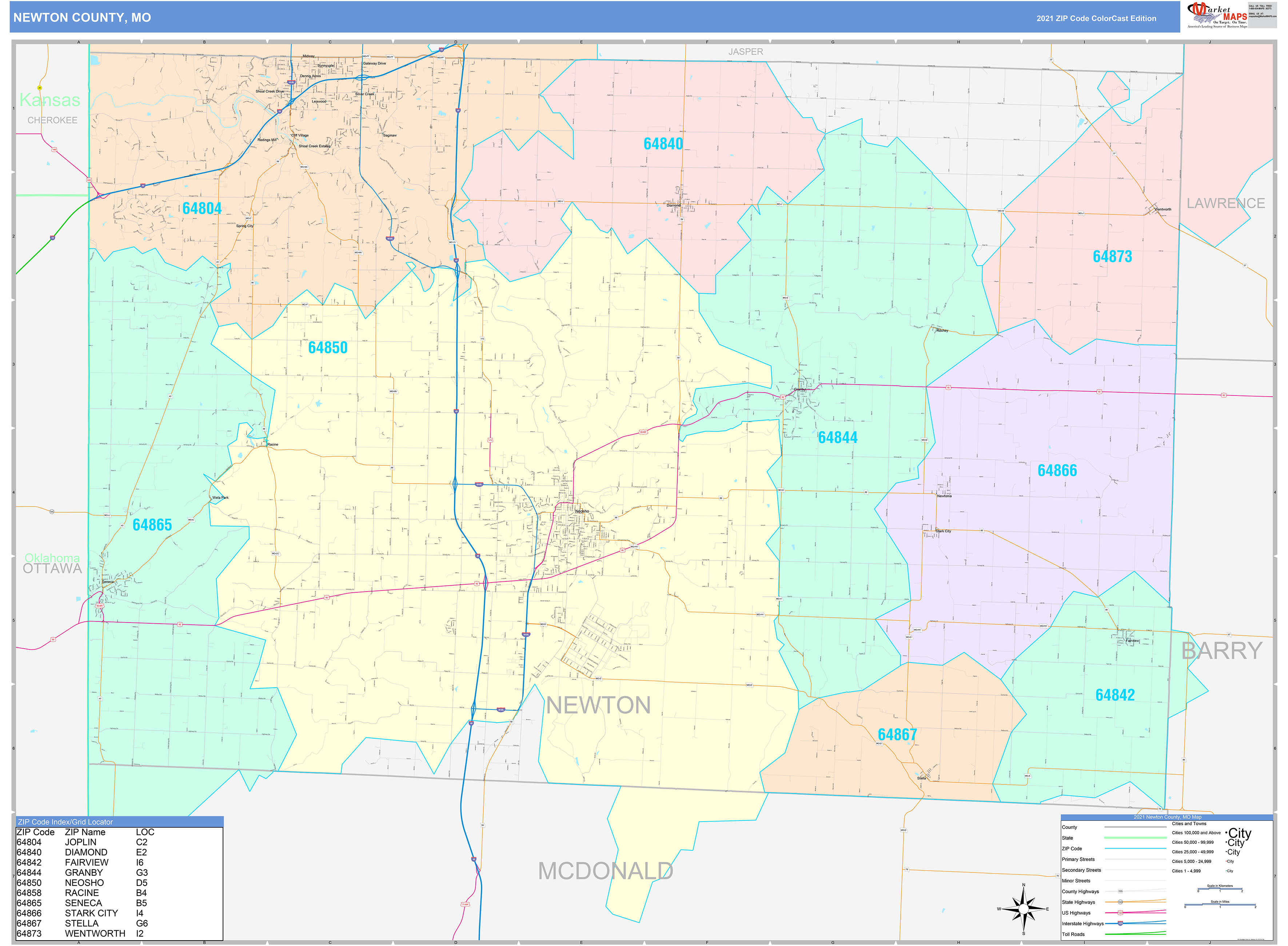 Newton County Mo Wall Map Color Cast Style By Marketmaps Mapsales 8497