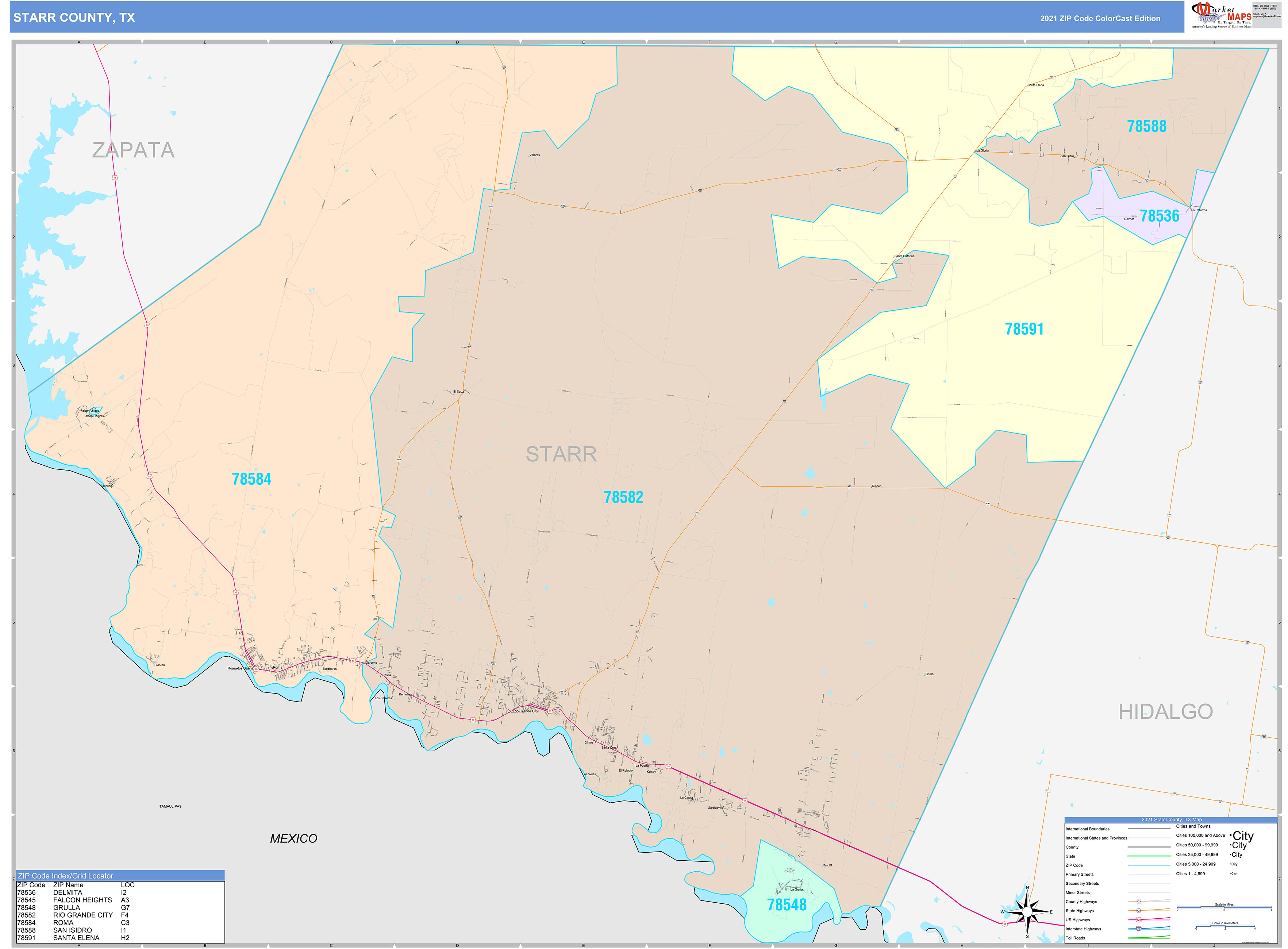 Starr County Tx Wall Map Color Cast Style By Marketmaps Mapsales