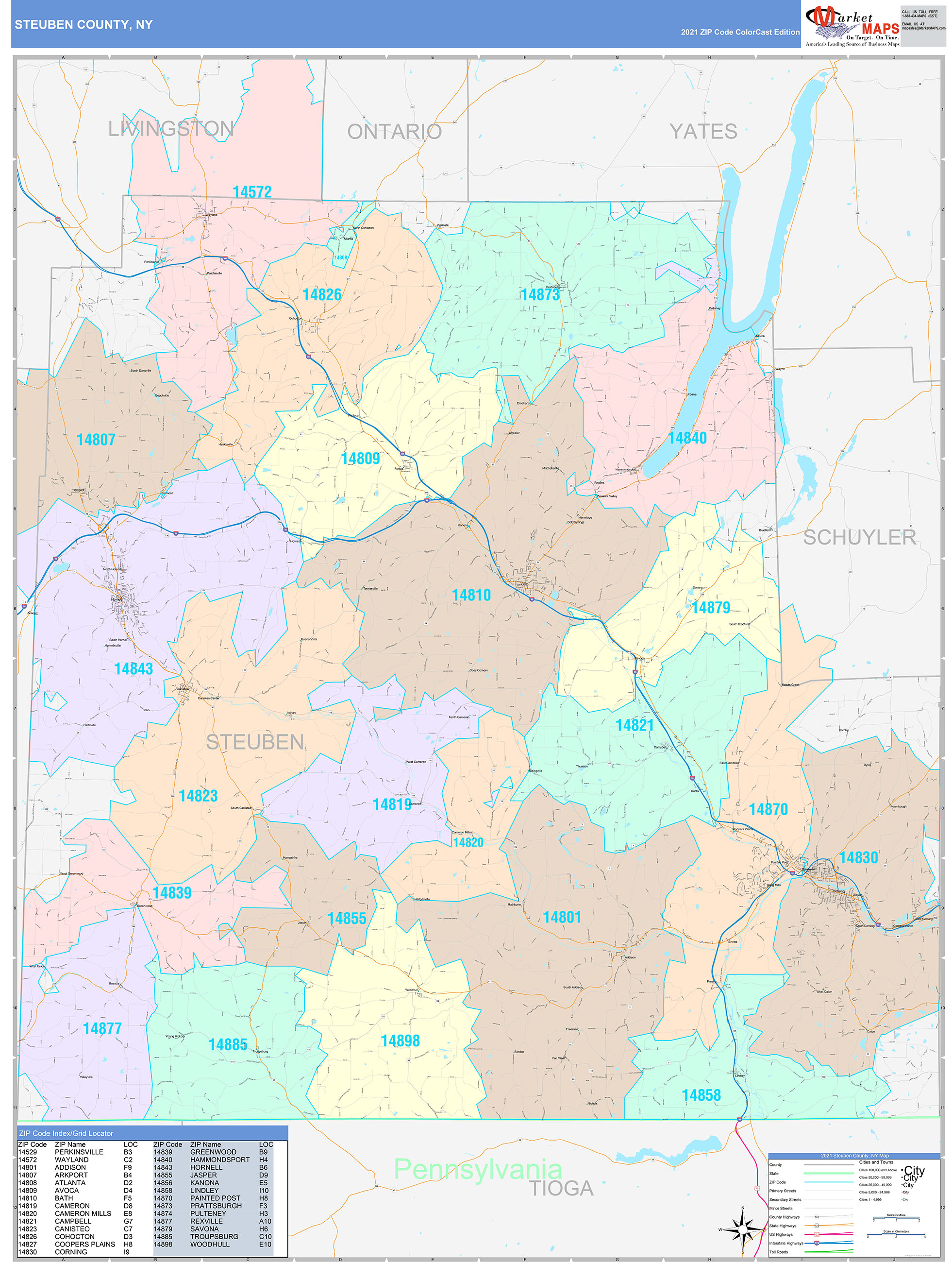 Steuben County Town Map