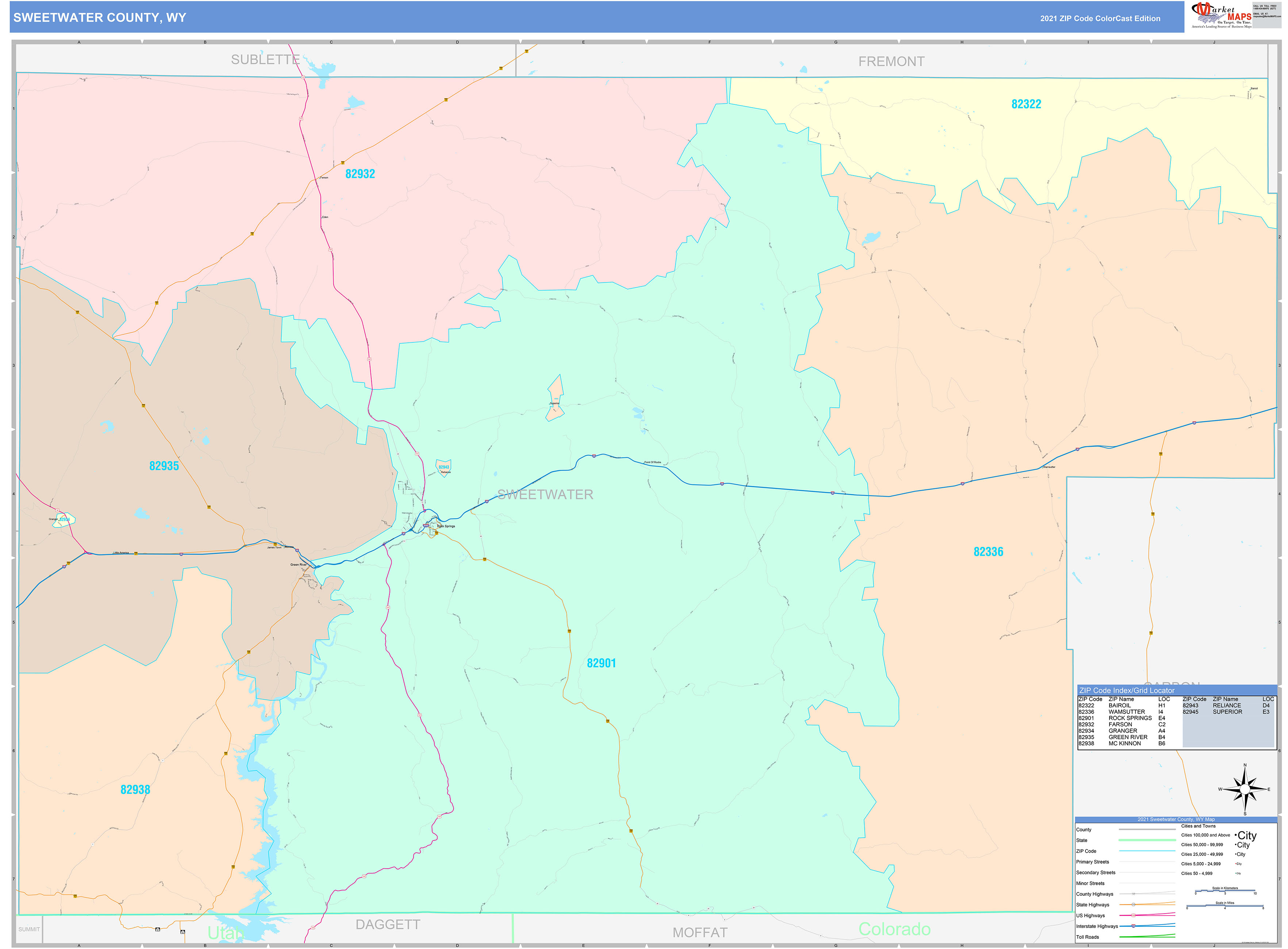 Sweetwater County Map