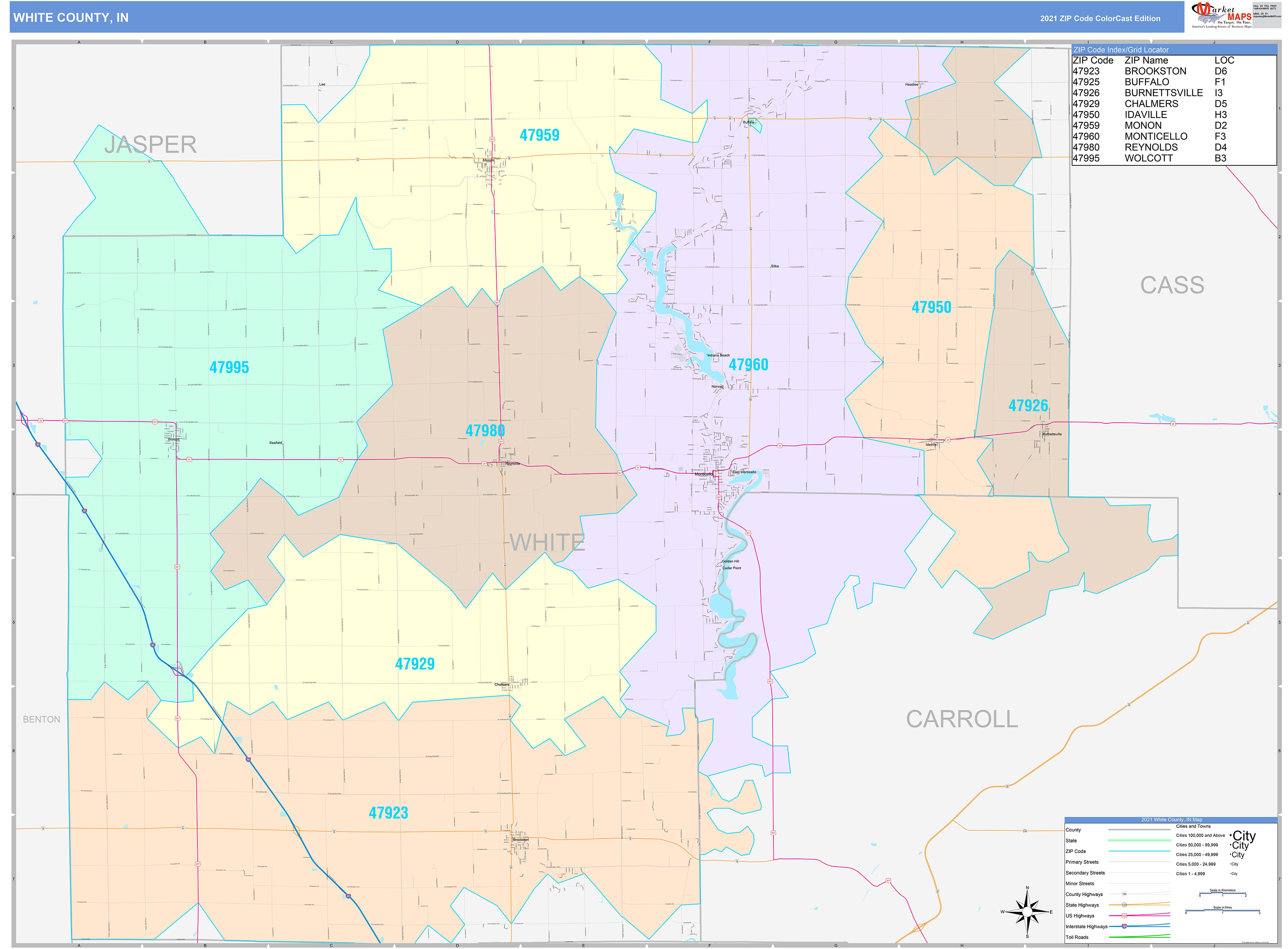 White County In Wall Map Color Cast Style By Marketmaps