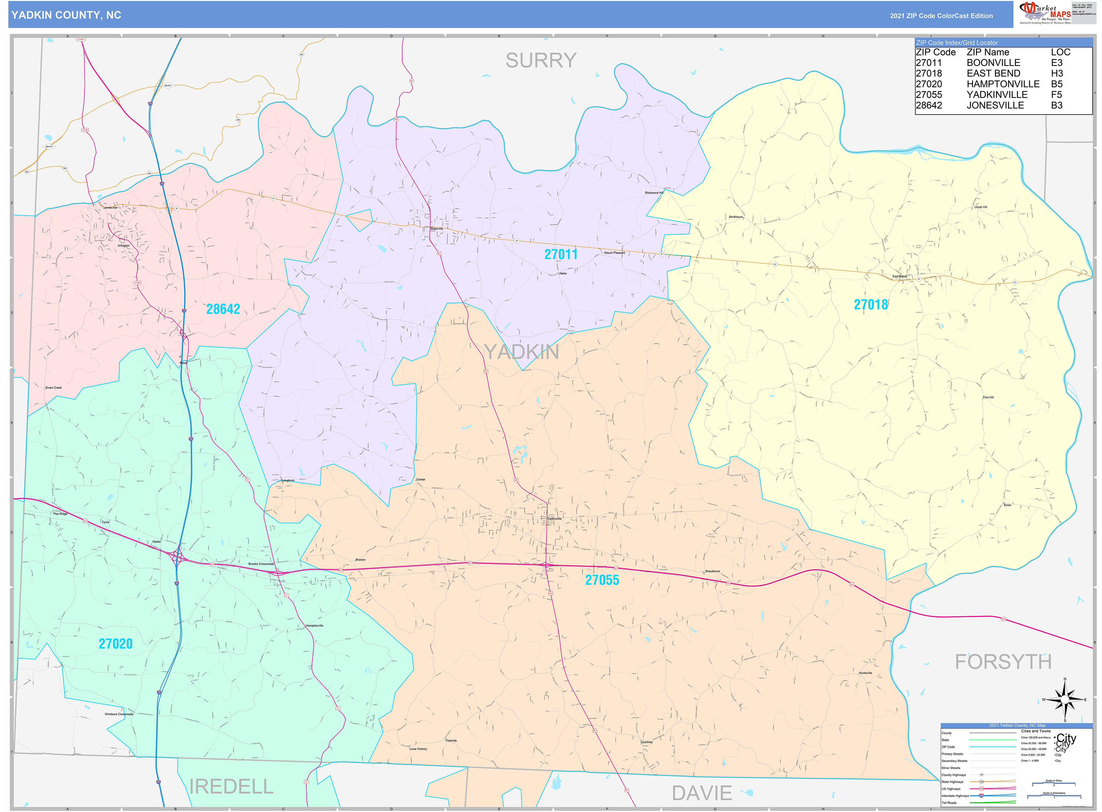 Yadkin County Map 7762