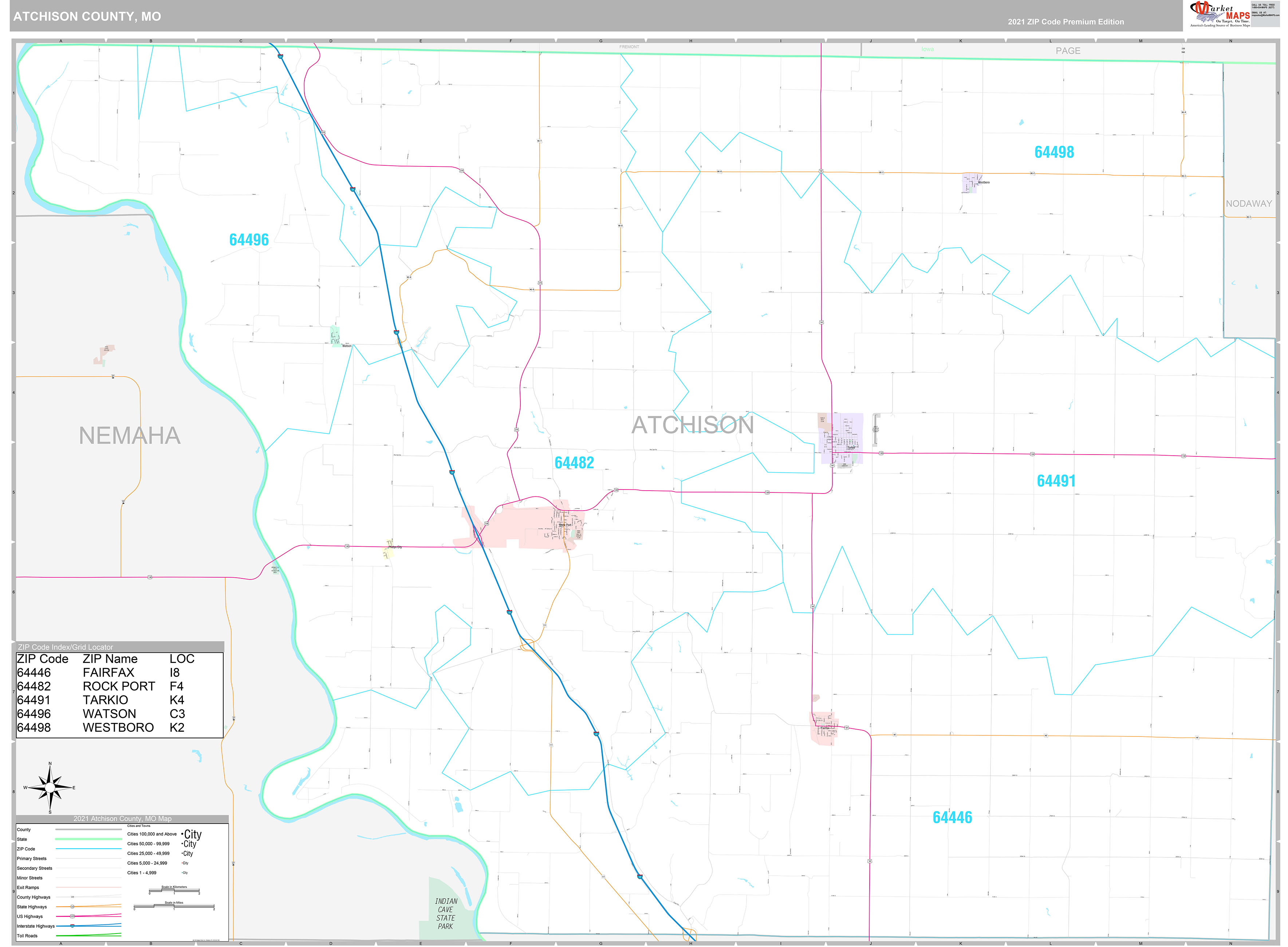 Atchison County Mo Wall Map Color Cast Style By Marketmaps | Images and ...