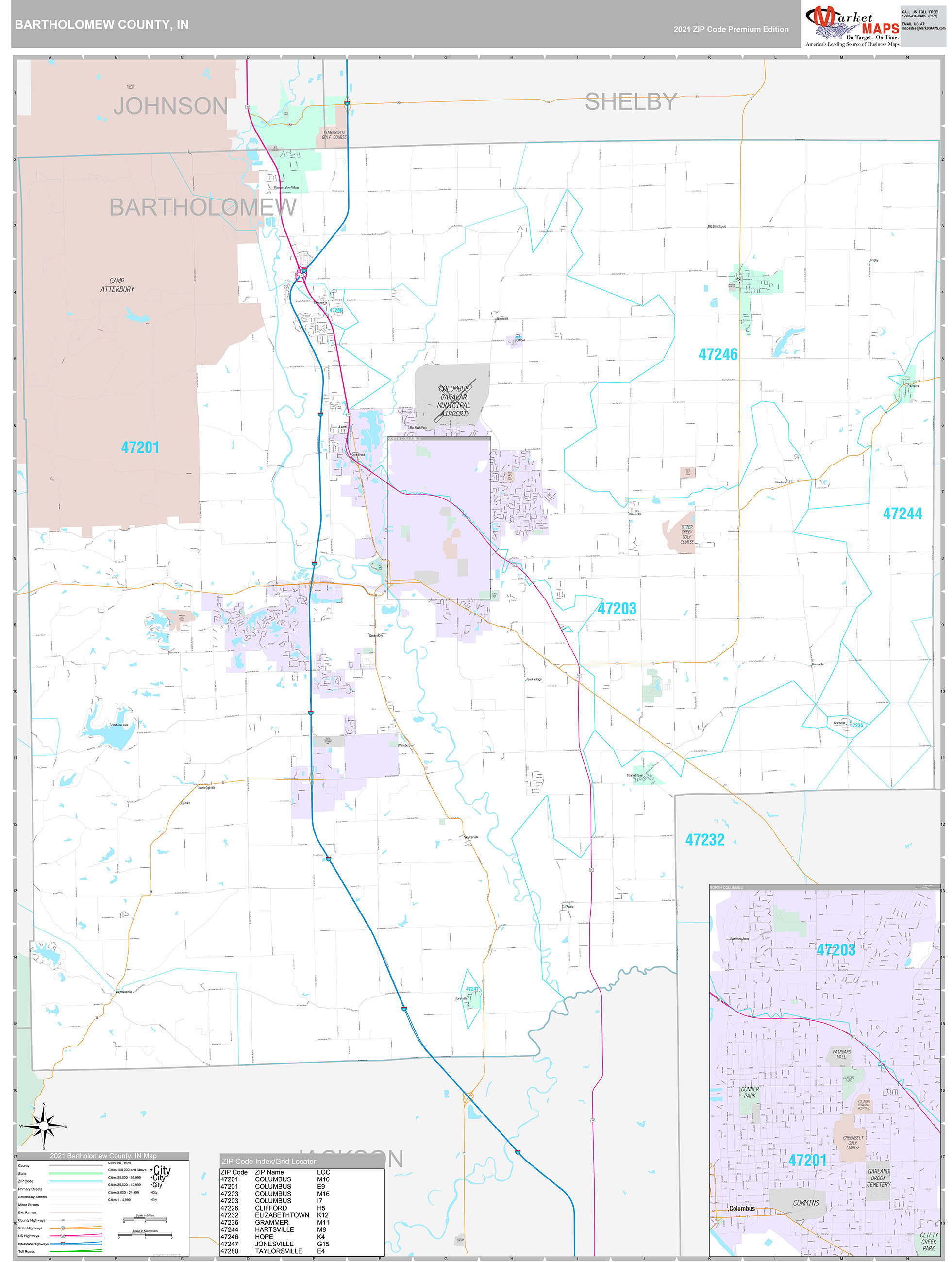 bartholomew-county-in-wall-map-premium-style-by-marketmaps-mapsales