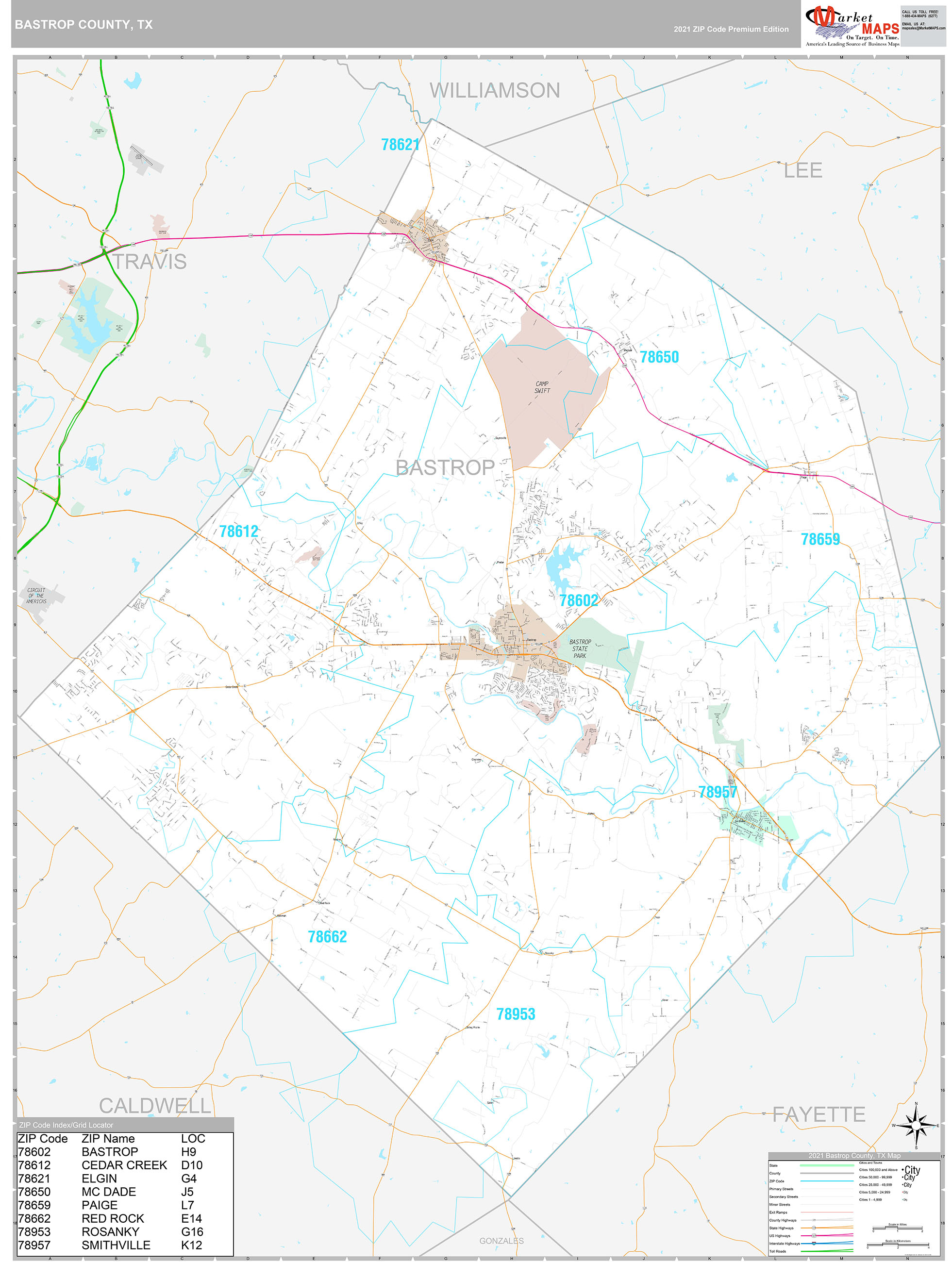 Bastrop County Zip Code Map 9683