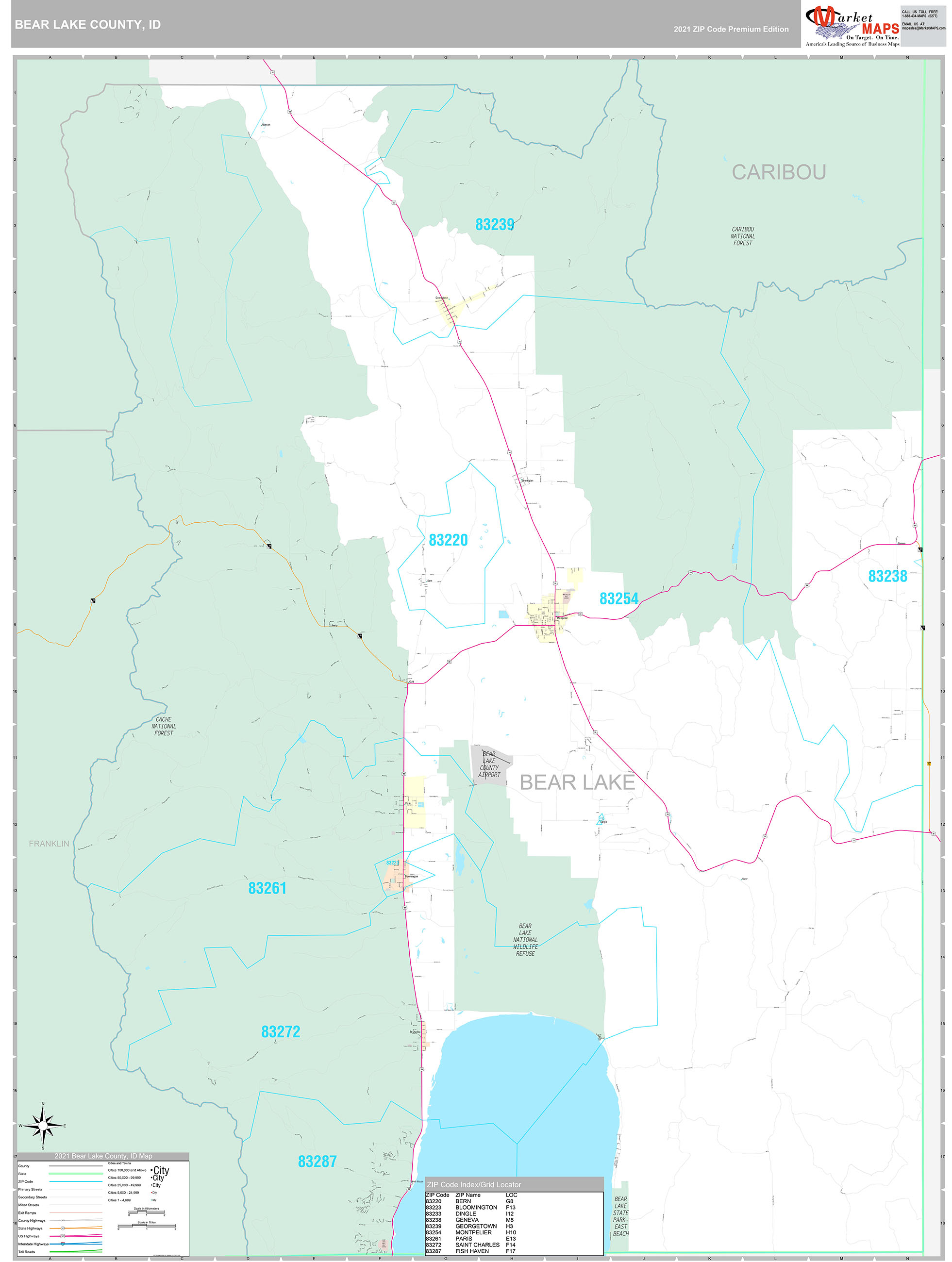 Bear Lake County Id Wall Map Premium Style By Marketmaps 6666