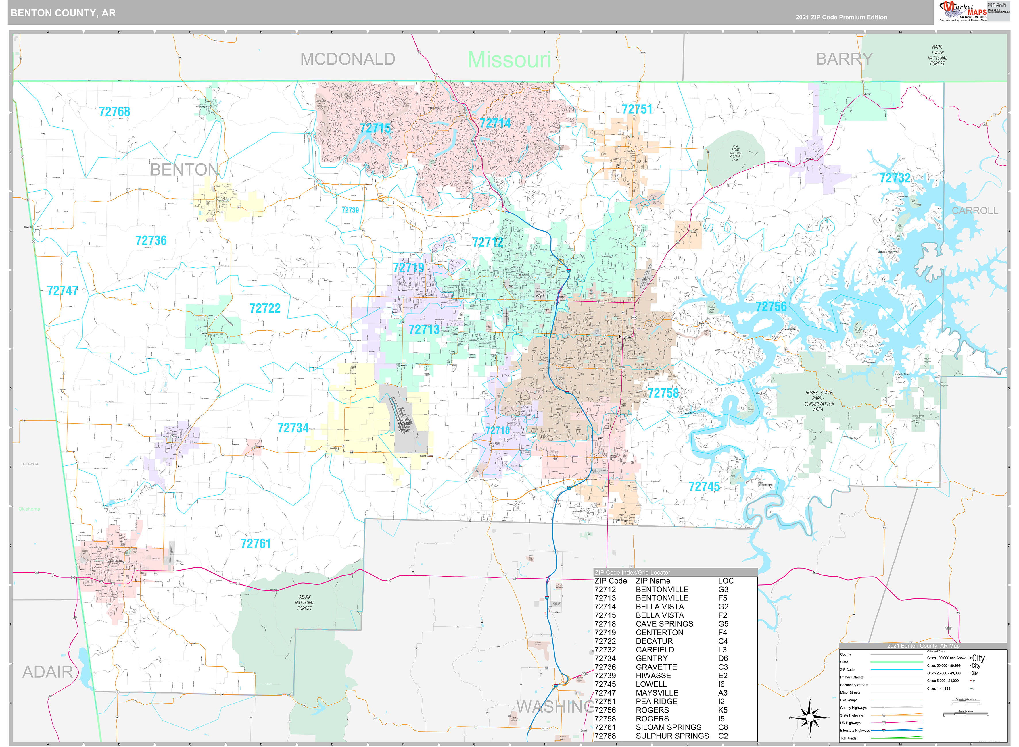 Benton County, AR Wall Map Premium Style by MarketMAPS - MapSales