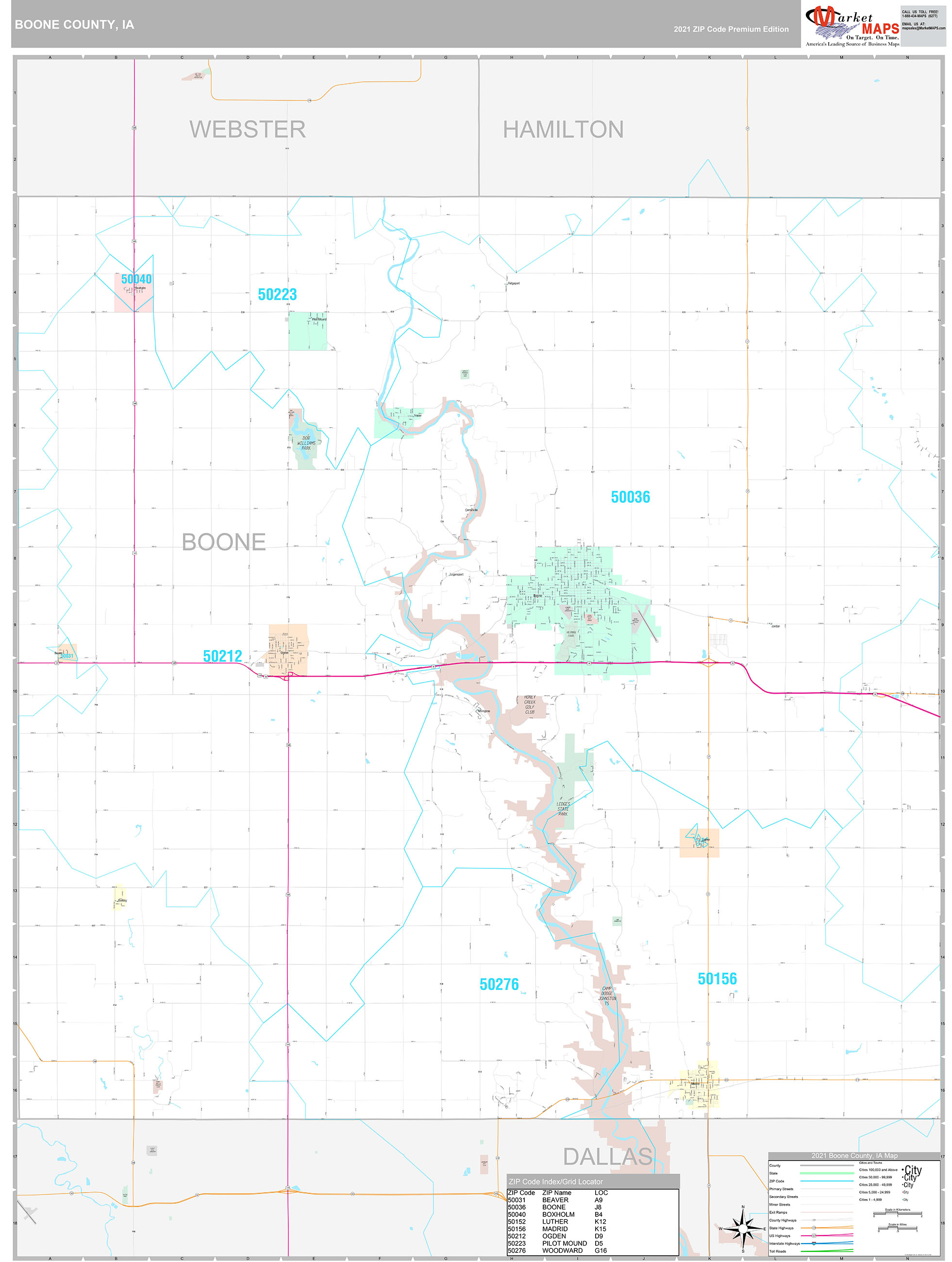 Boone County IA Wall Map Premium Style By MarketMAPS MapSales   Boone IA 