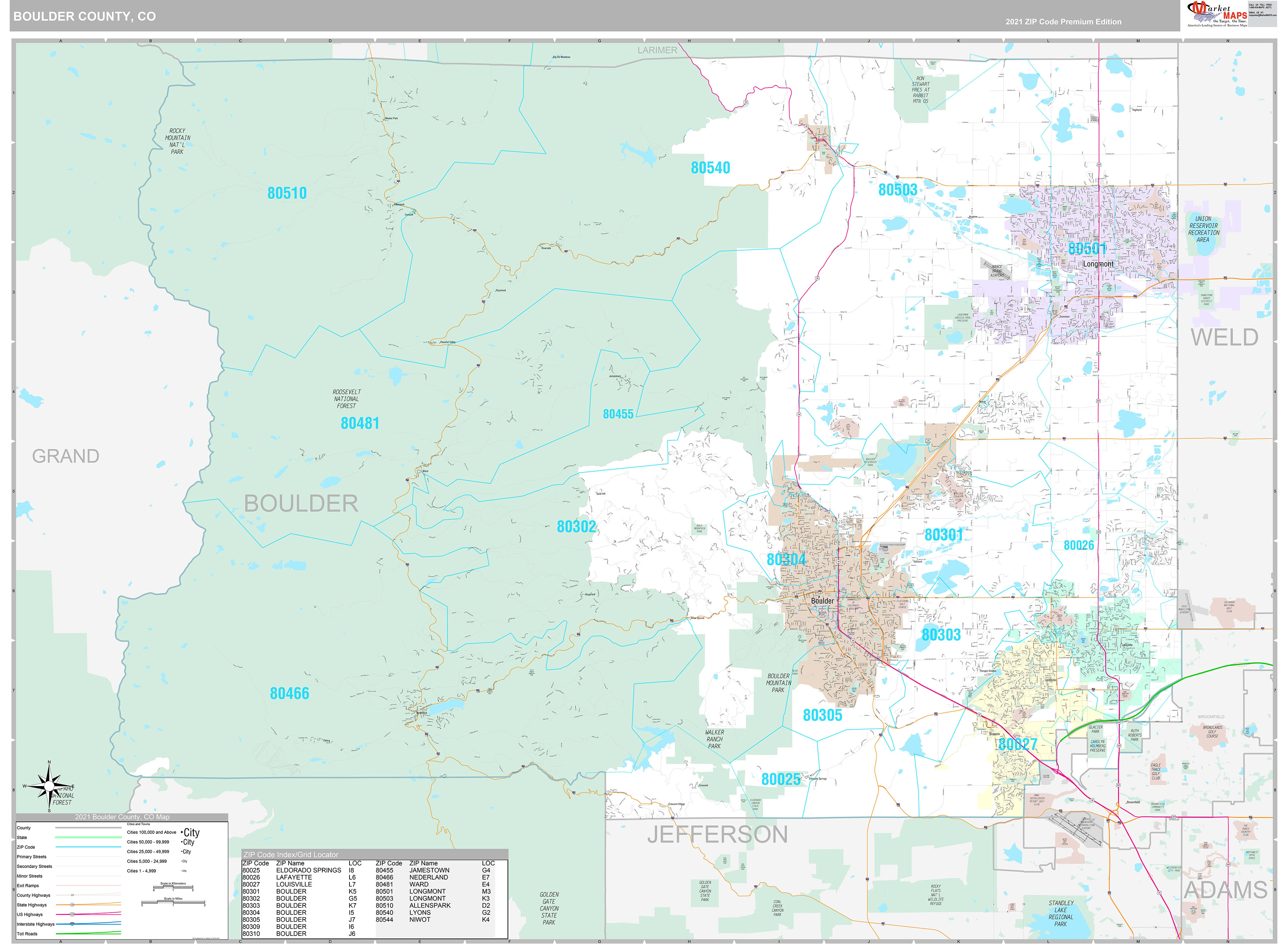 Boulder County Map Colorado