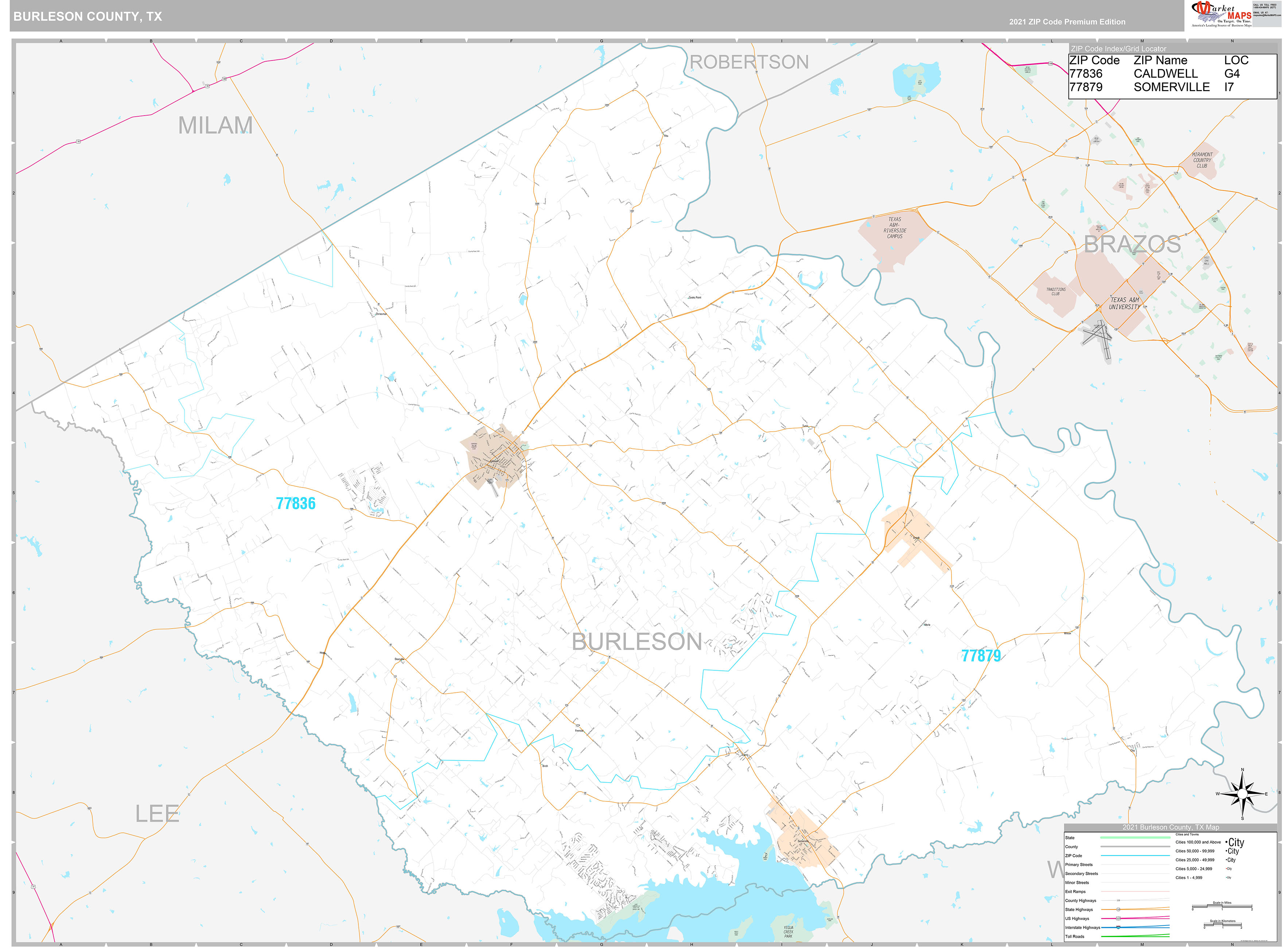Burleson County Tx Wall Map Premium Style By Marketmaps Mapsales 9851