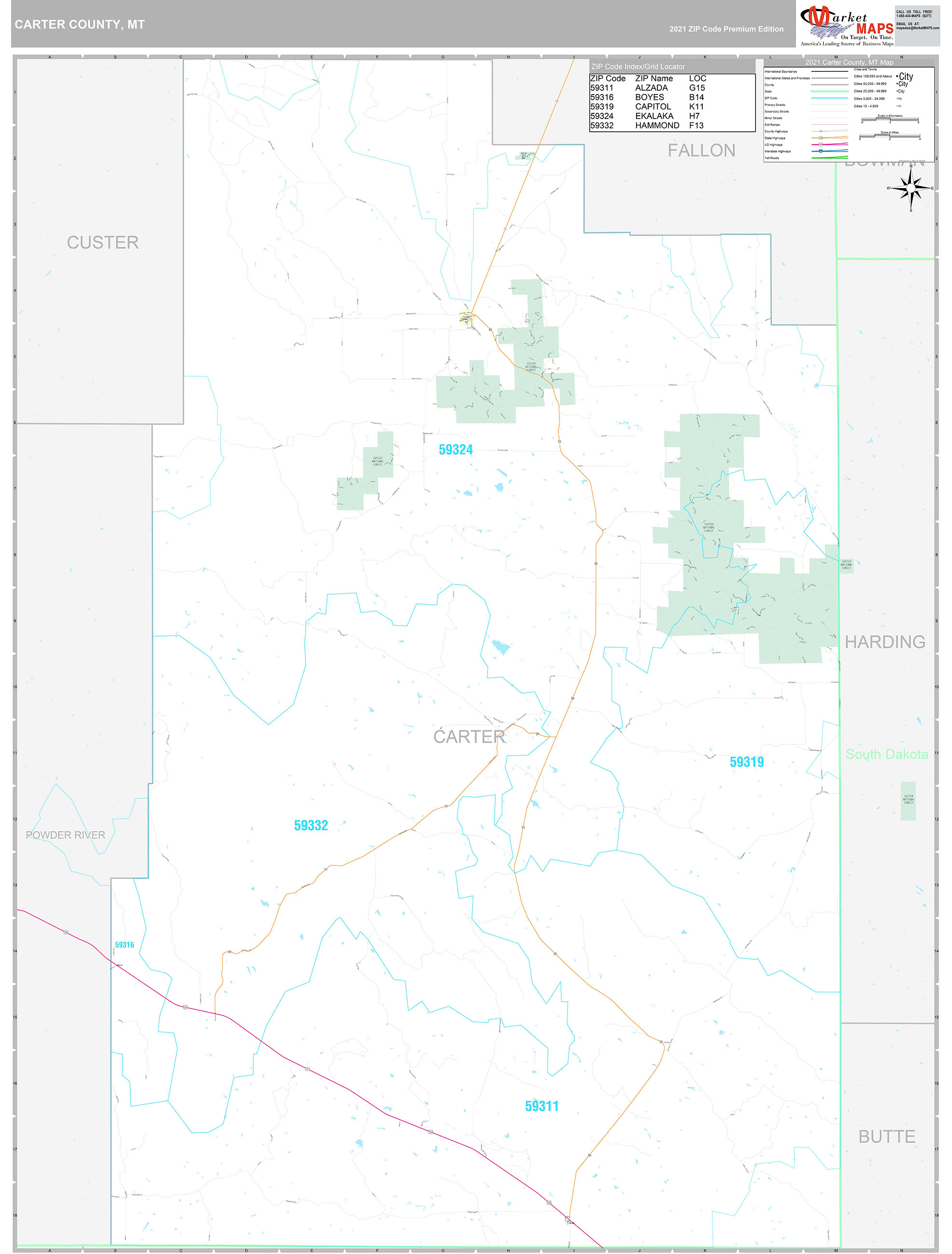 Carter County Montana Digital Zip Code Map - vrogue.co