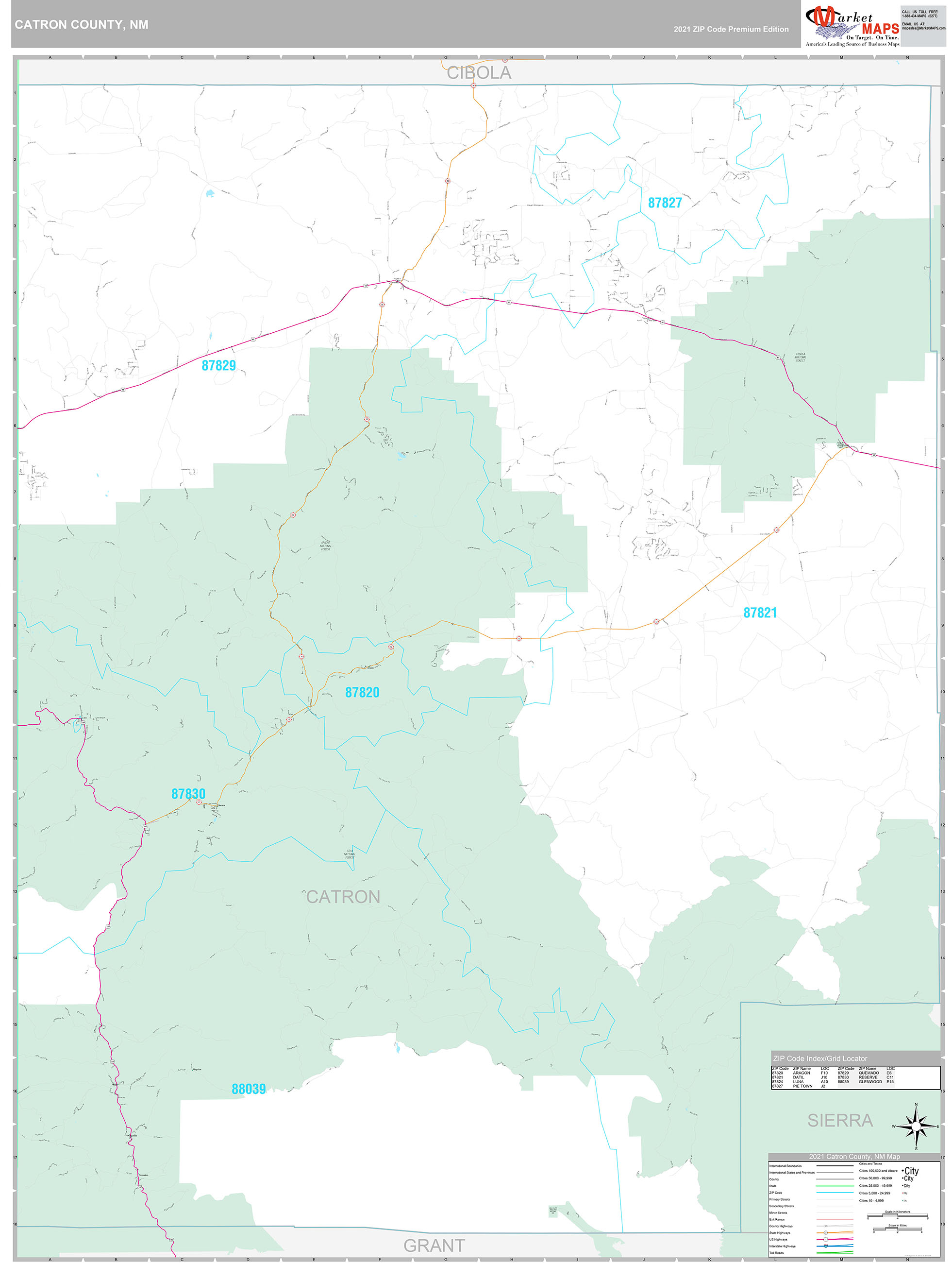 Catron County, NM Wall Map Premium Style by MarketMAPS