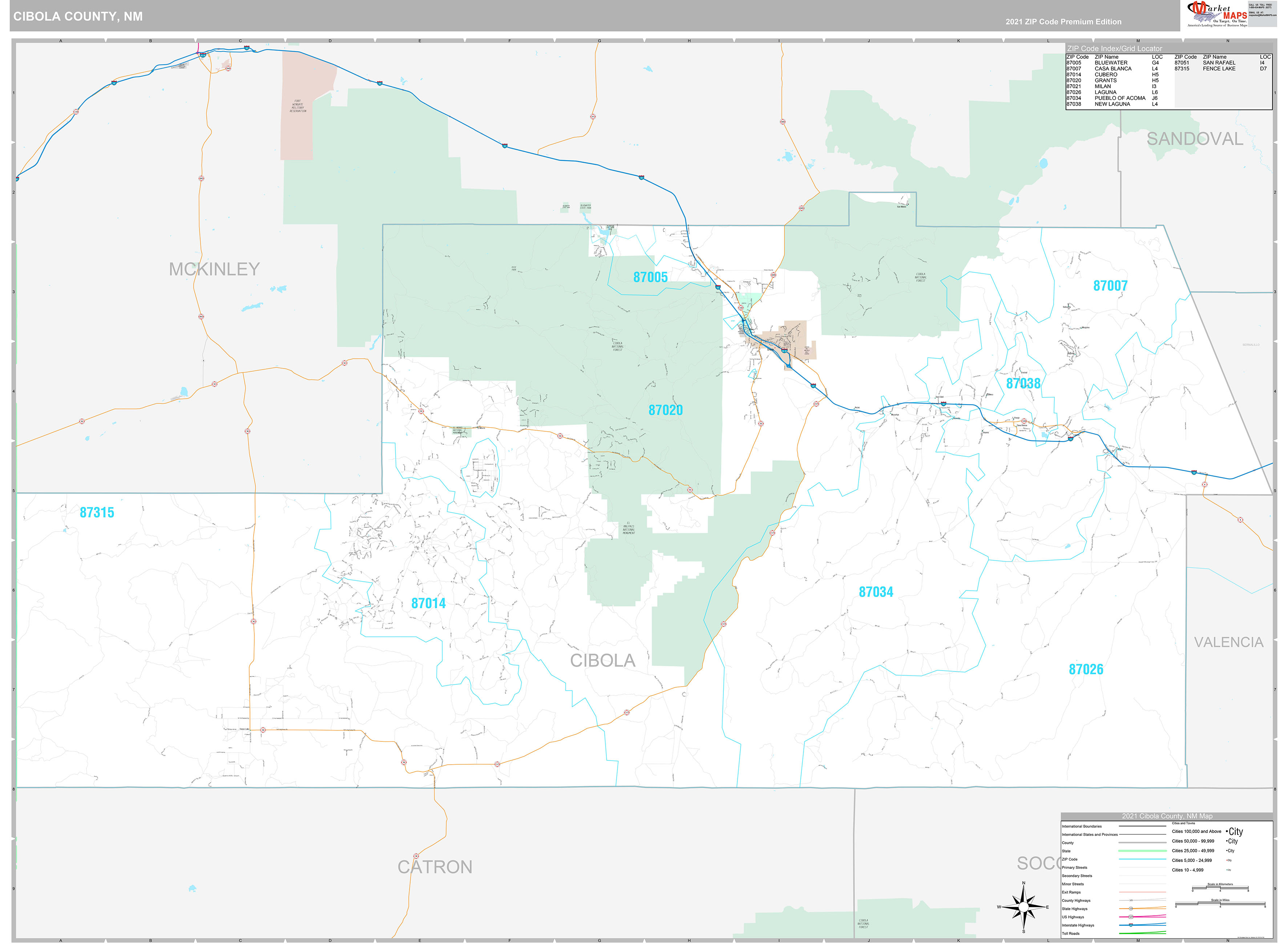 Cibola County, NM Wall Map Premium Style by MarketMAPS - MapSales