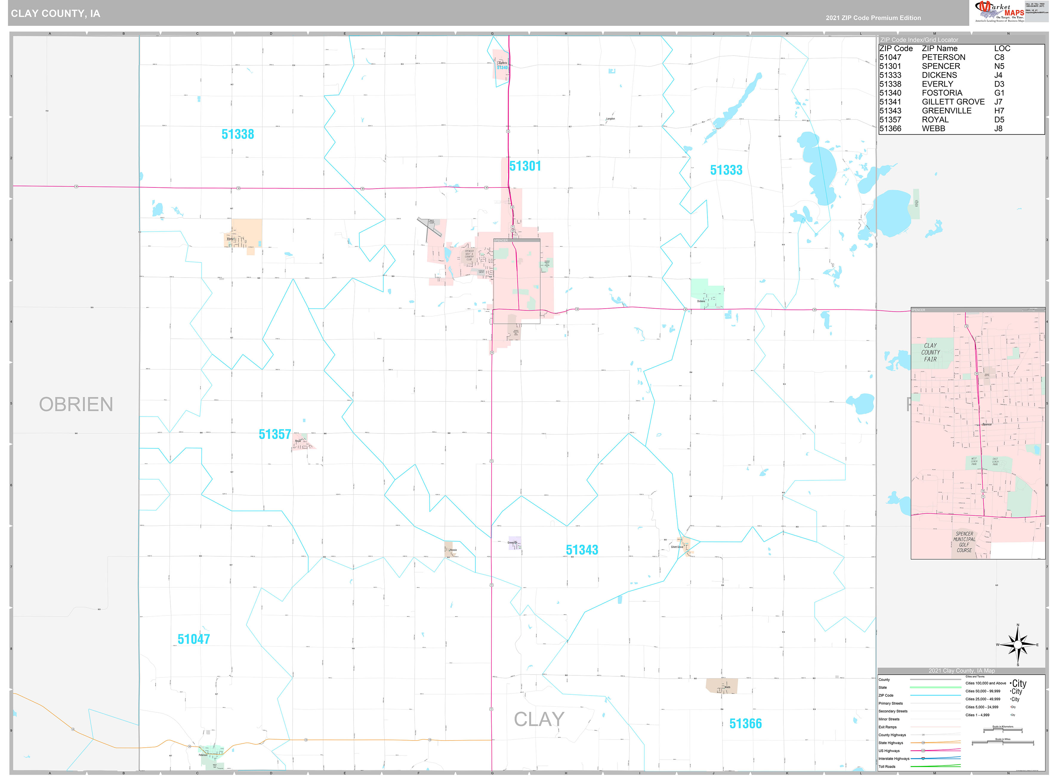 Emmet County Ia Wall Map Premium Style By Marketmaps 0942