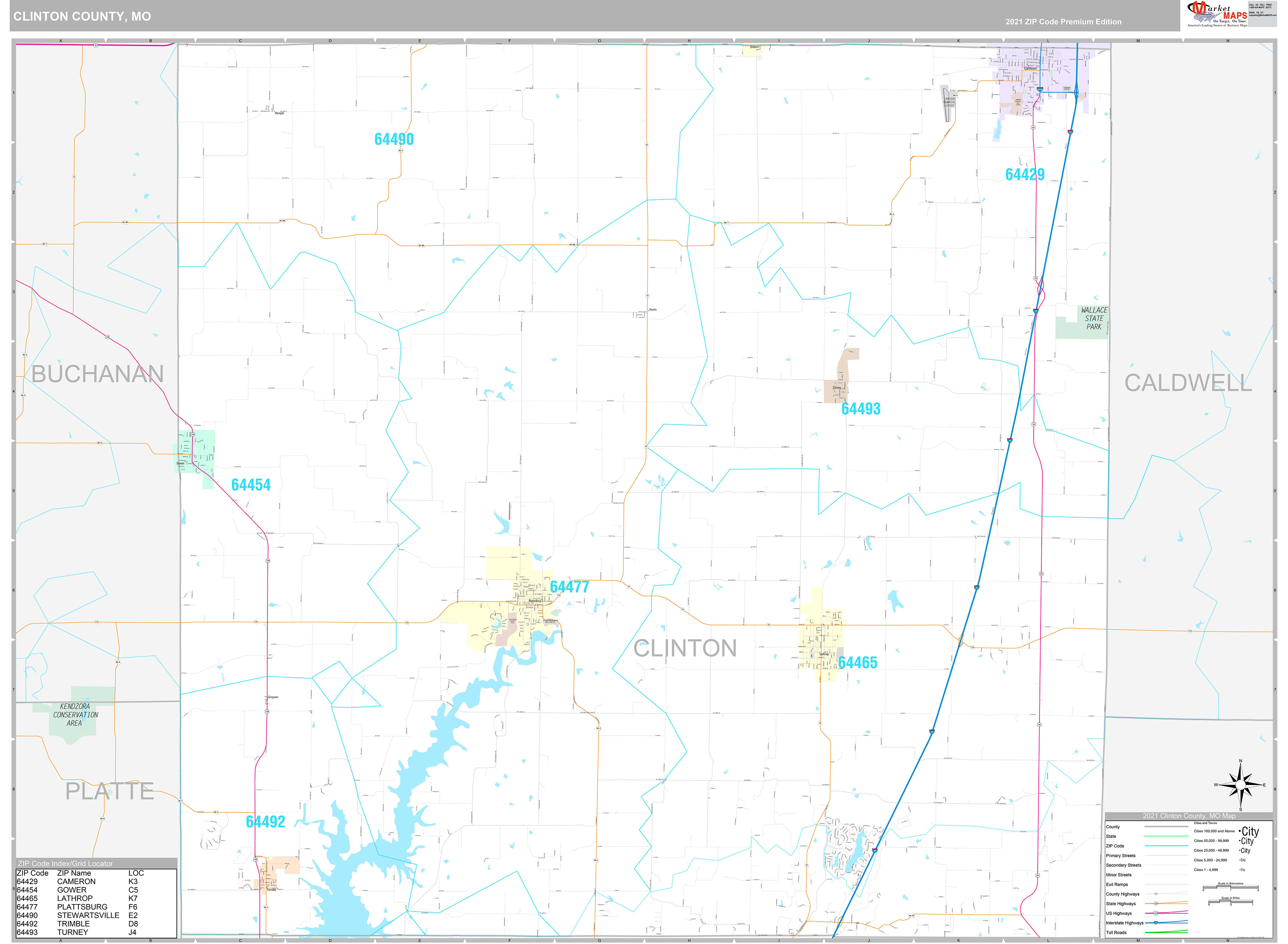 Clinton County, MO Wall Map Premium Style by MarketMAPS - MapSales