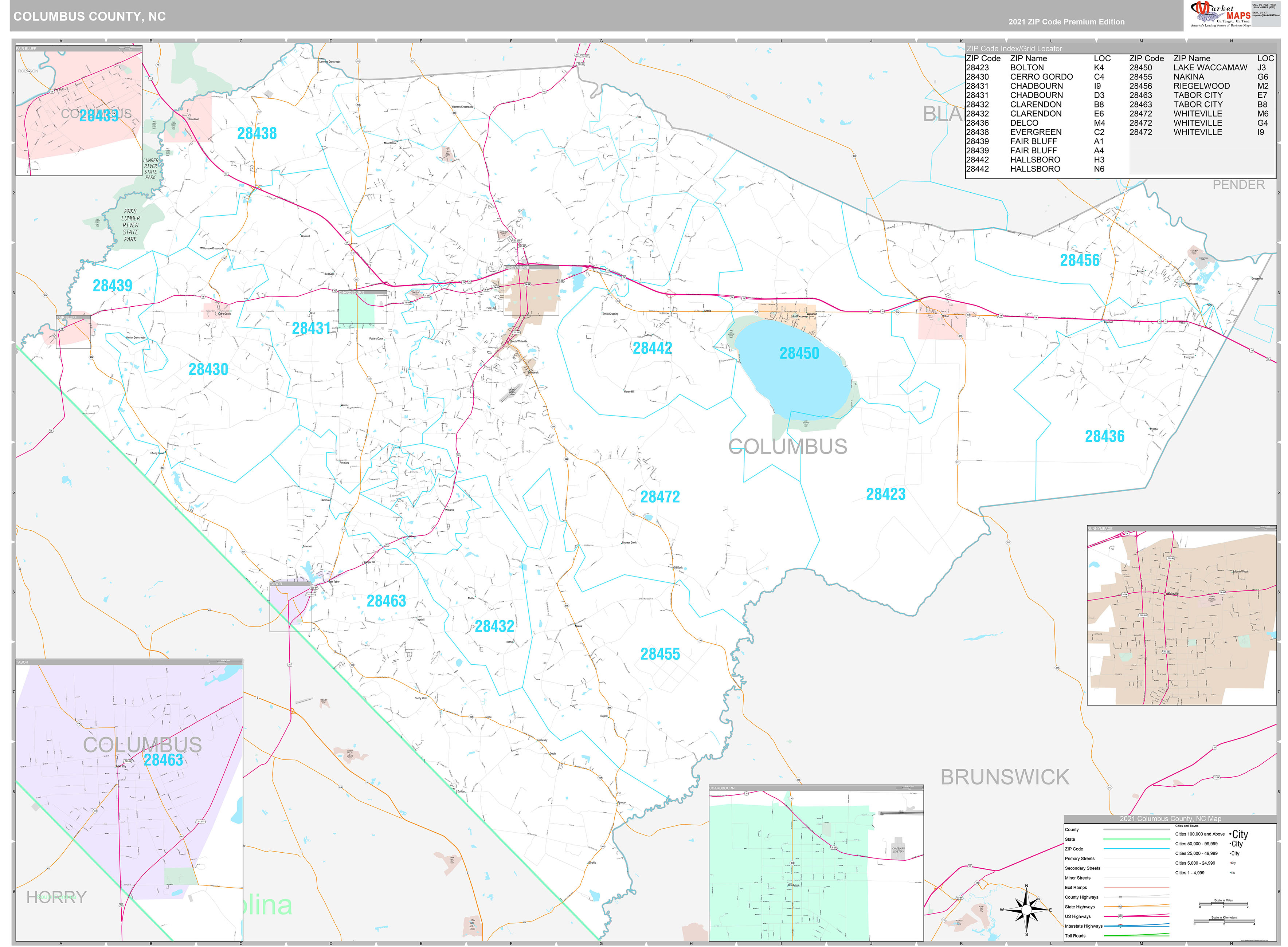 Columbus County NC Wall Map Premium Style By MarketMAPS MapSales   Columbus NC 