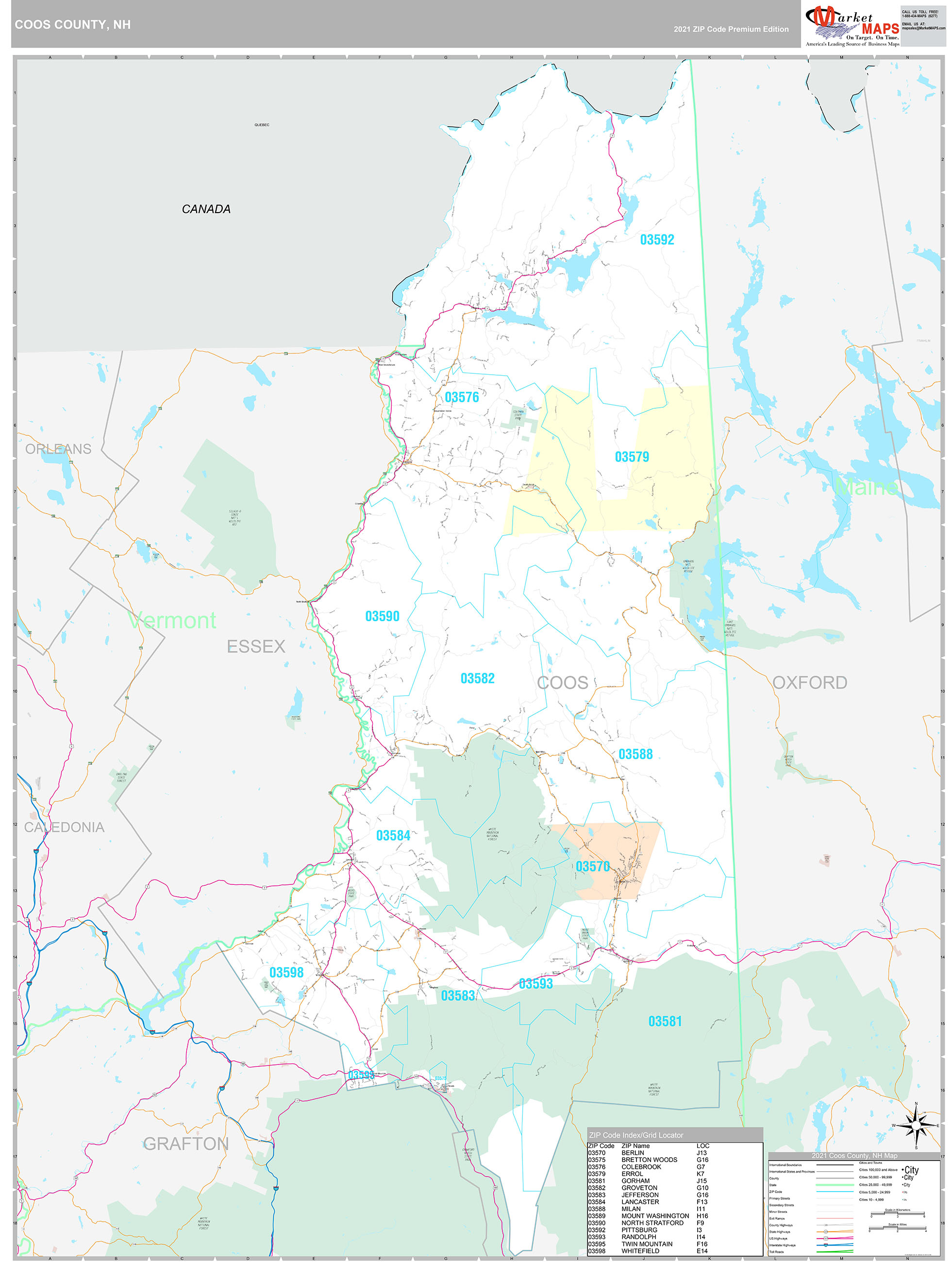 Coos County Nh Wall Map Premium Style By Marketmaps Mapsales 6633