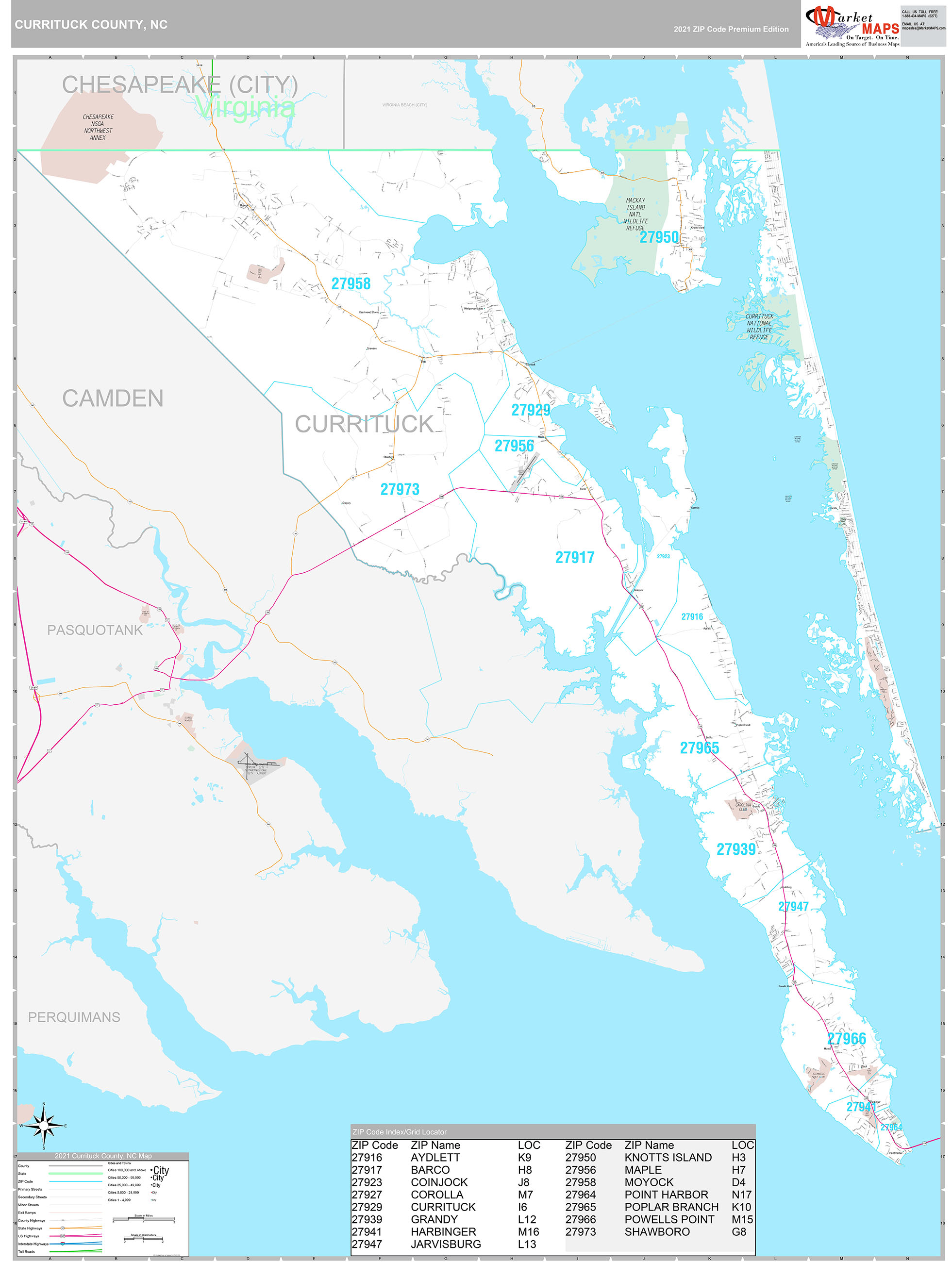 Currituck County NC Wall Map Premium Style By MarketMAPS MapSales   Currituck NC 