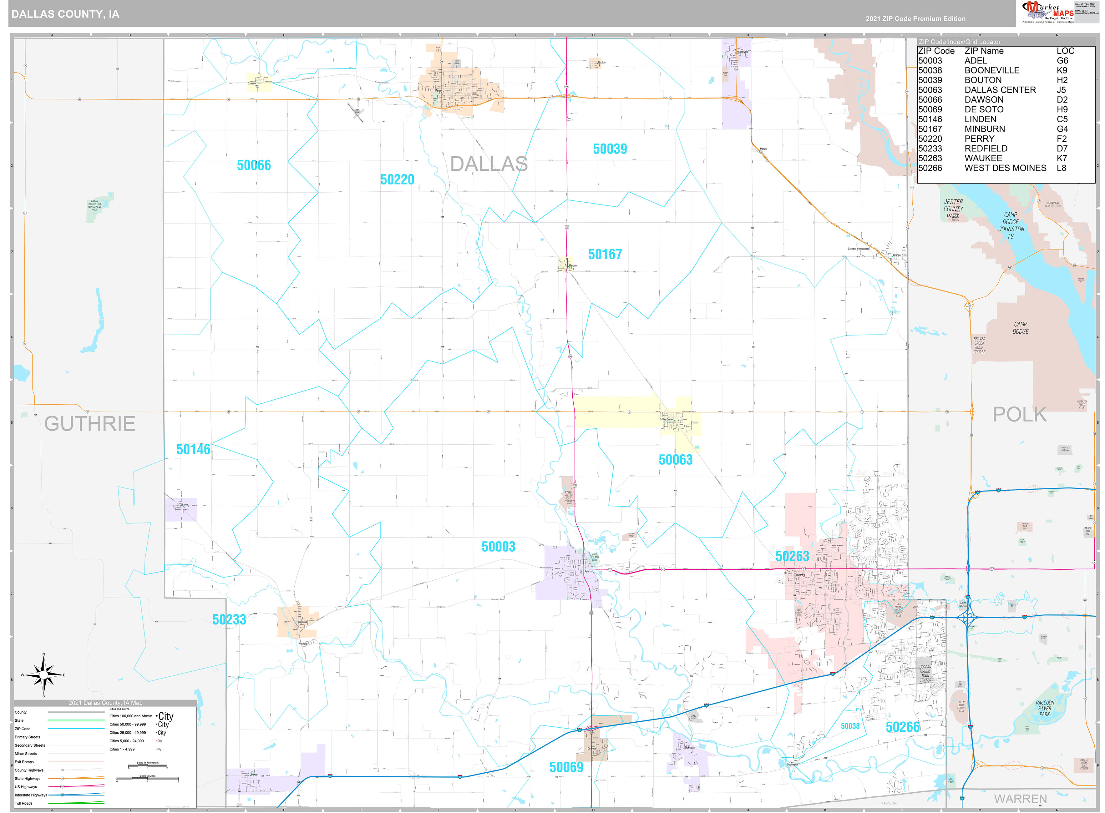 Dallas County, IA Wall Map Premium Style by MarketMAPS - MapSales