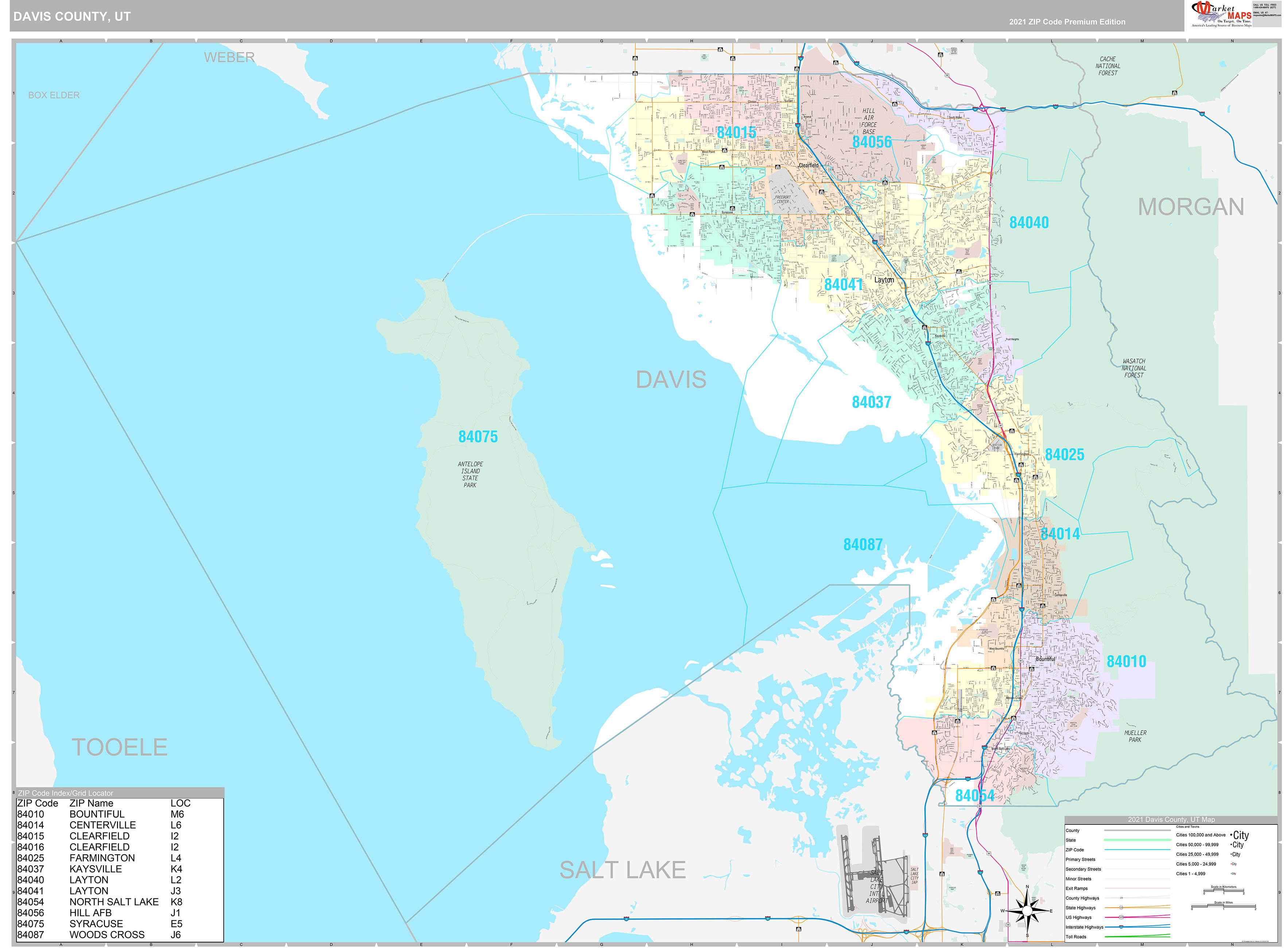 Davis County, UT Wall Map Premium Style by MarketMAPS