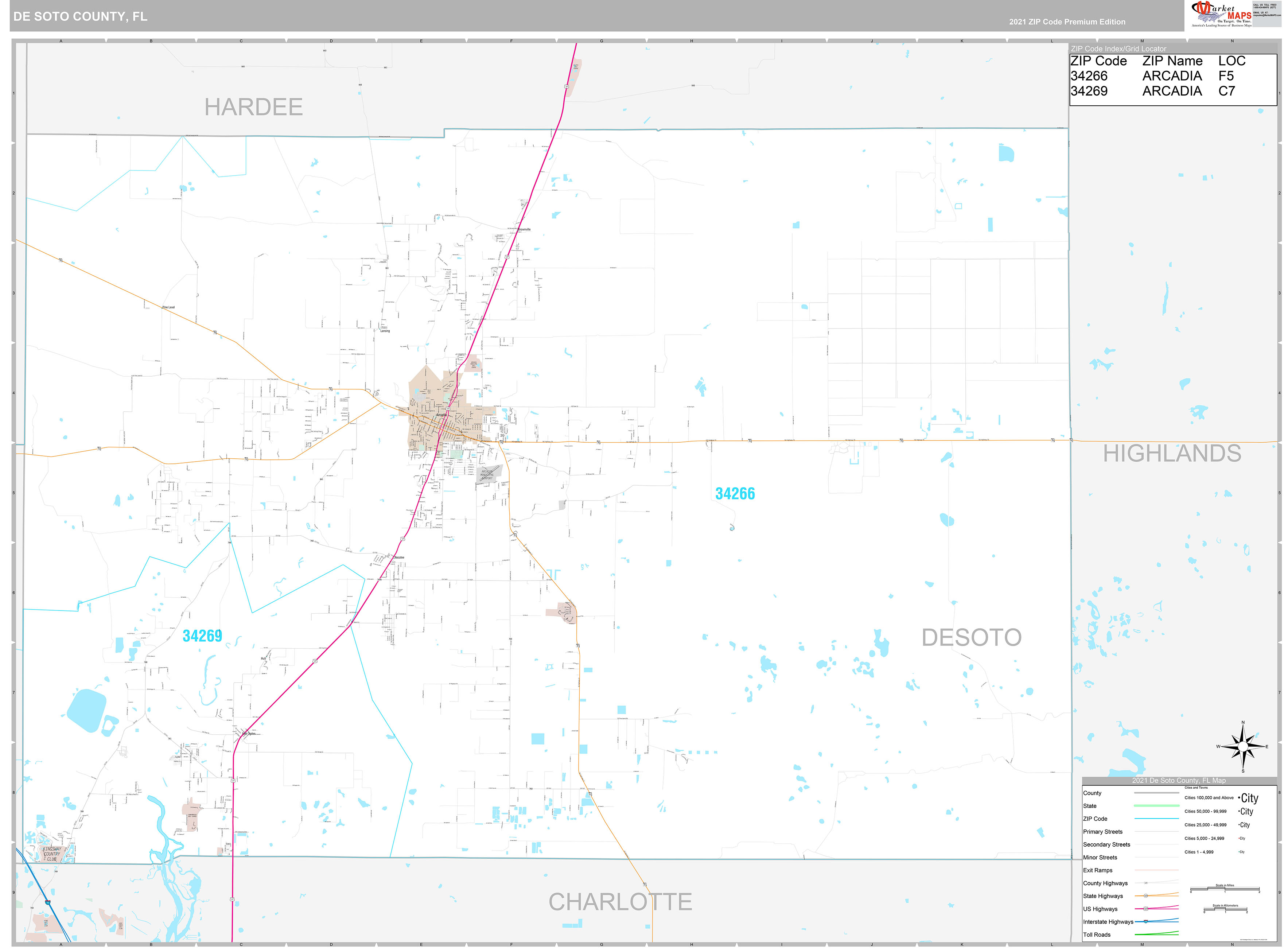 Desoto County Fl Wall Map Premium Style By Marketmaps 9687