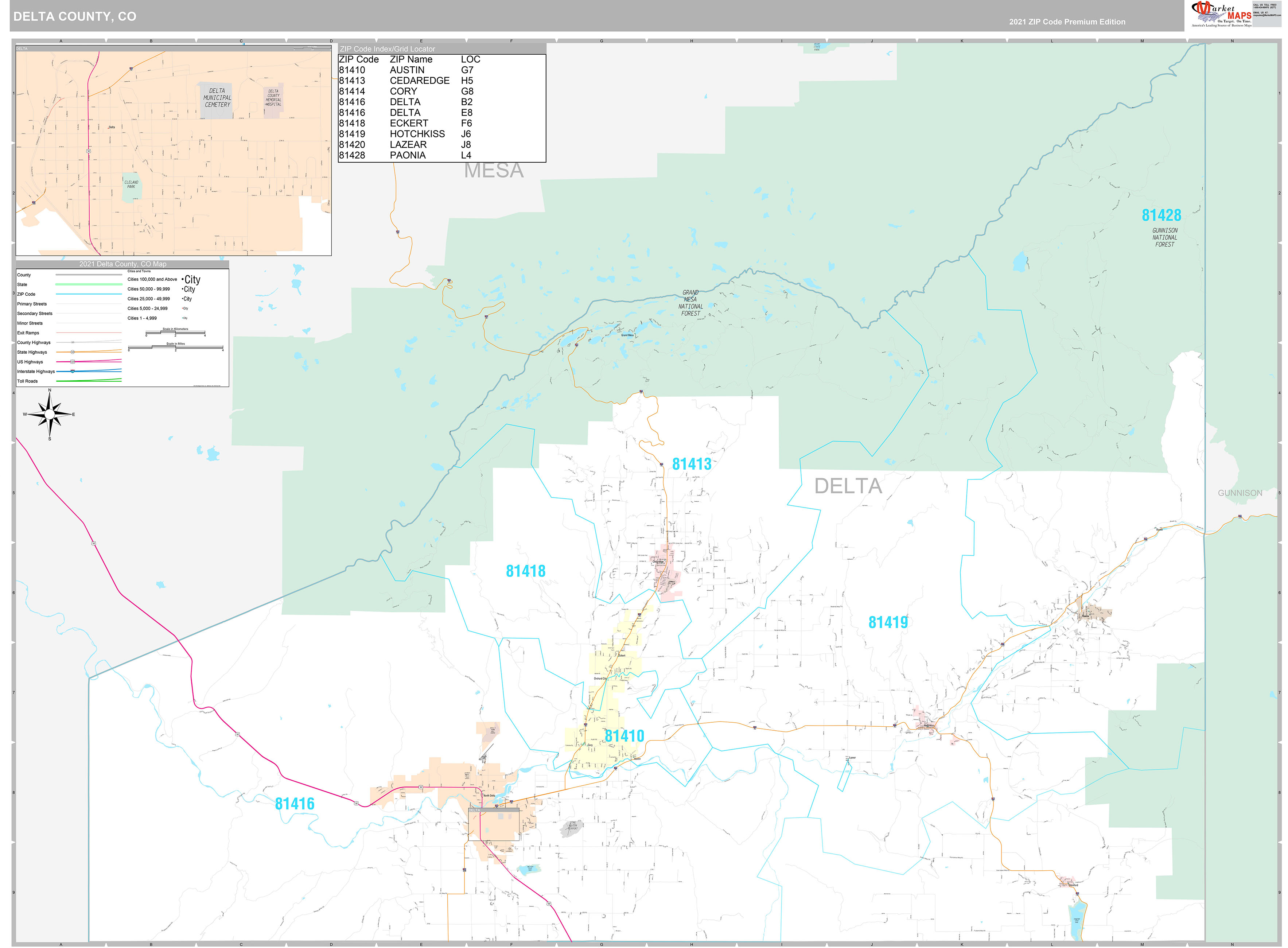 Delta County Co Wall Map Premium Style By Marketmaps Mapsales | Porn ...