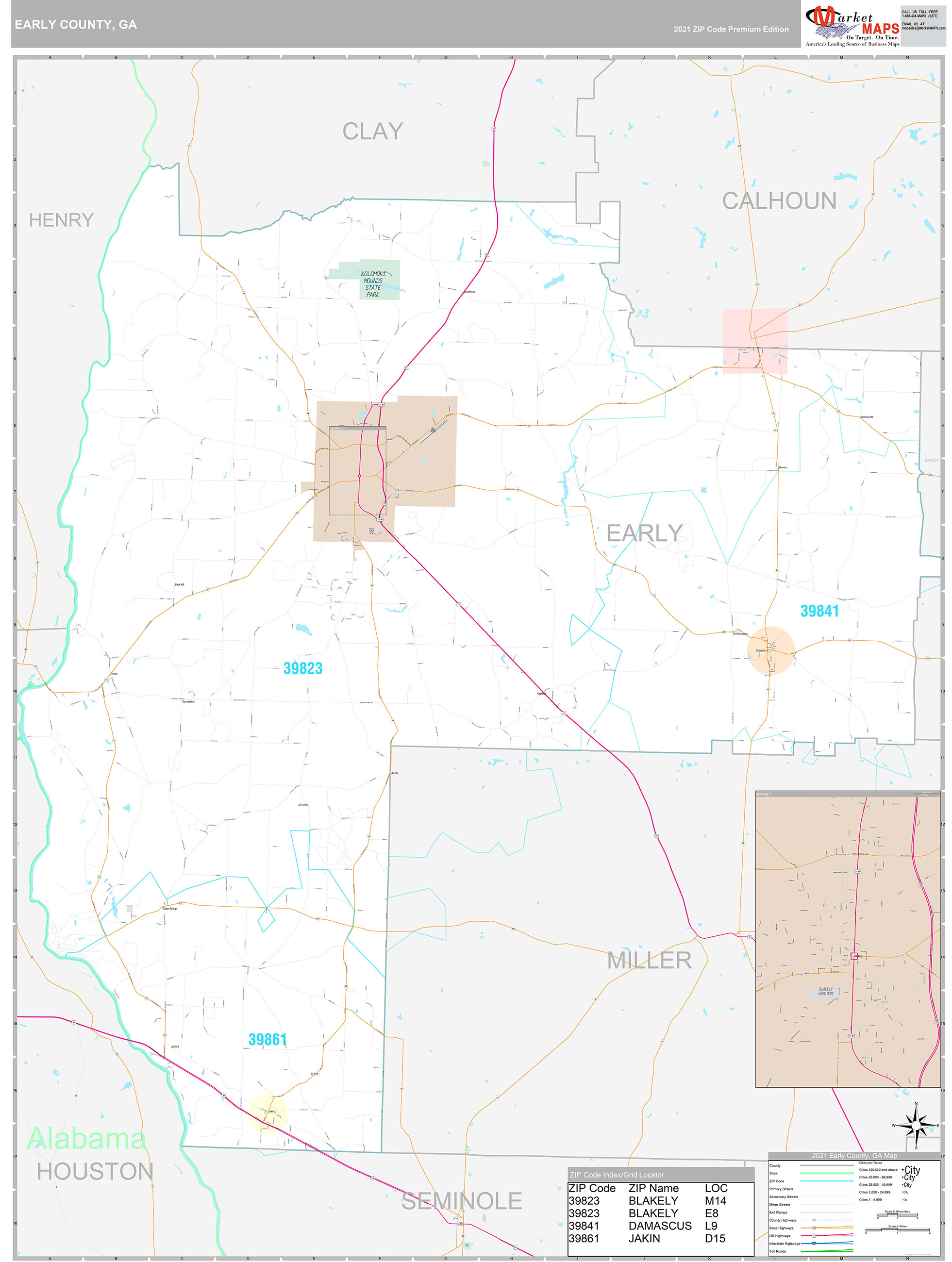 Early County, GA Wall Map Premium Style by MarketMAPS - MapSales