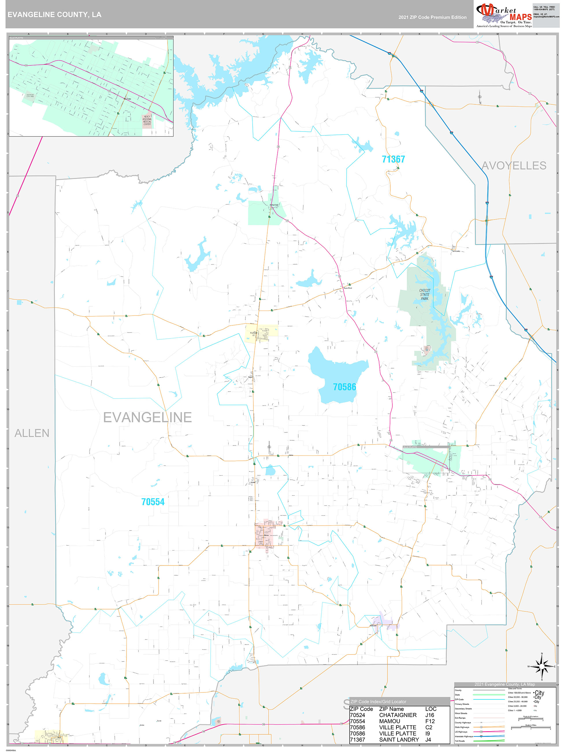 Evangeline County, LA Wall Map Premium Style by MarketMAPS - MapSales