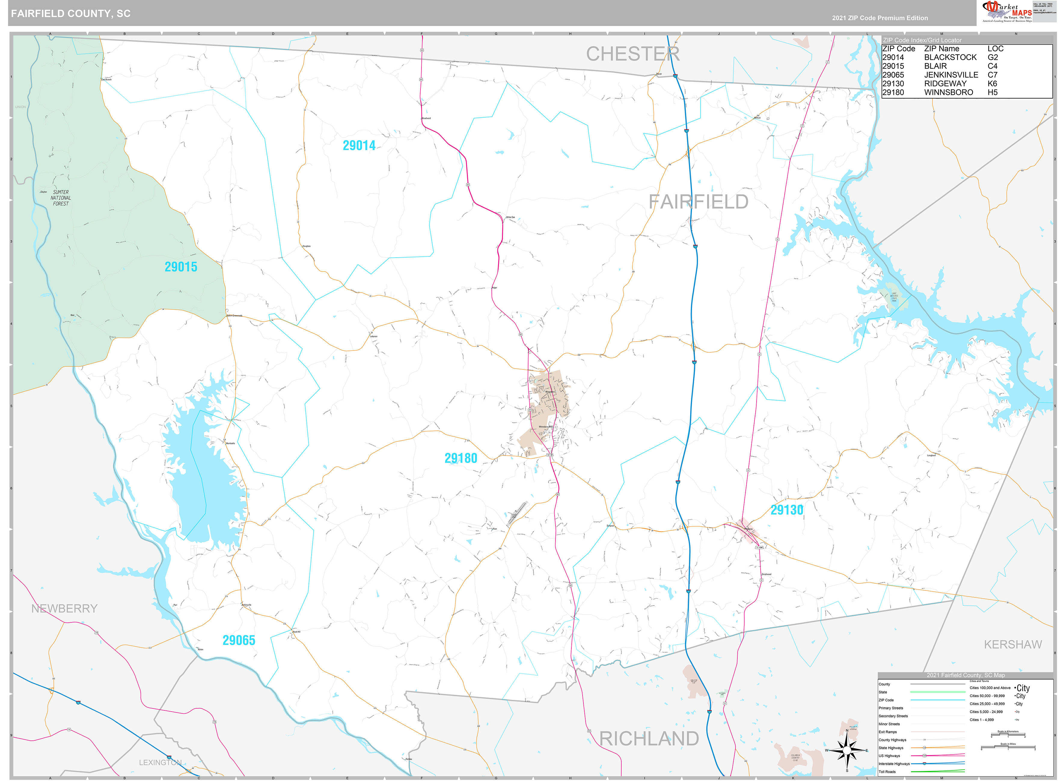 Fairfield County, SC Wall Map Premium Style by MarketMAPS - MapSales.com