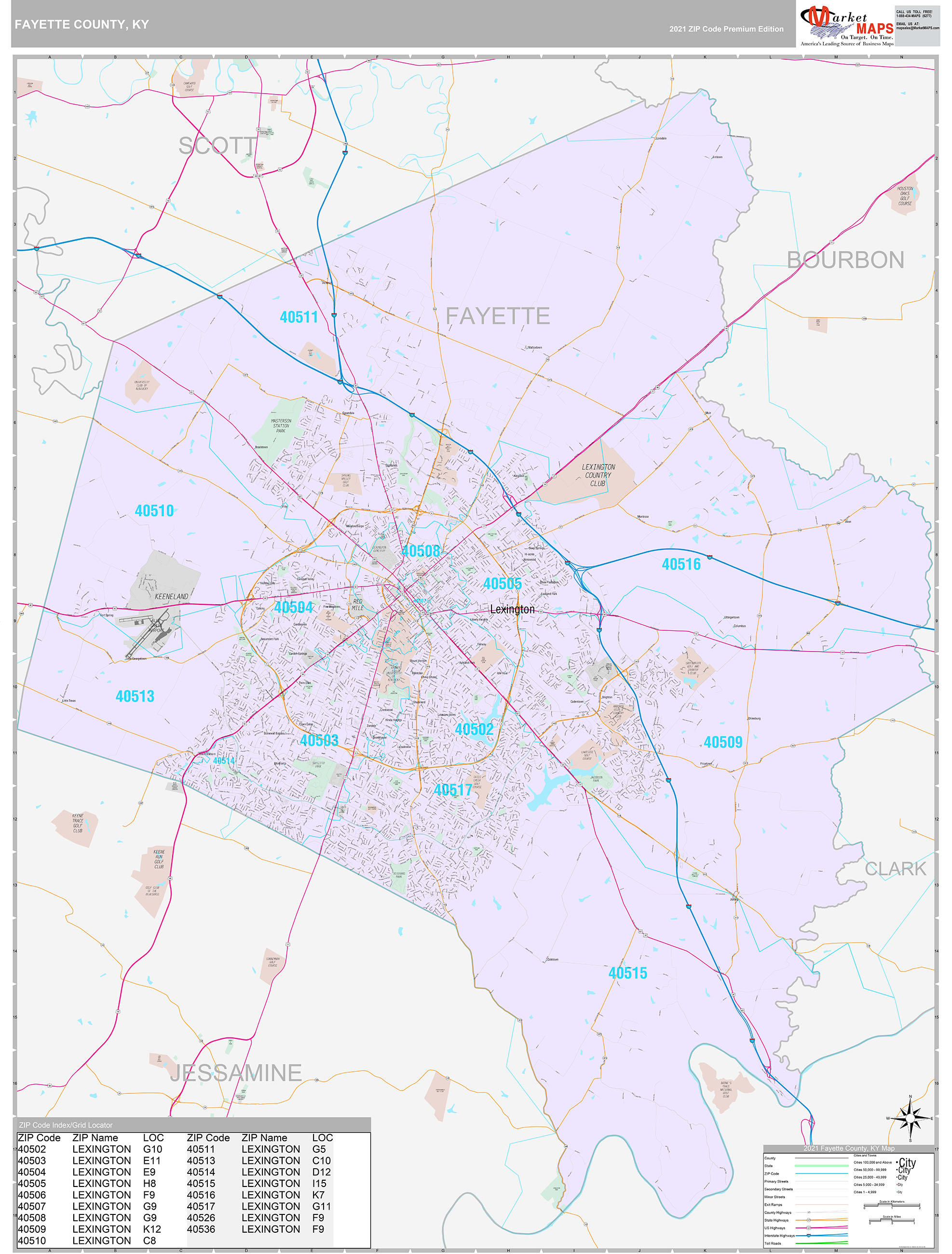 Fayette County, KY Wall Map Premium Style by MarketMAPS - MapSales