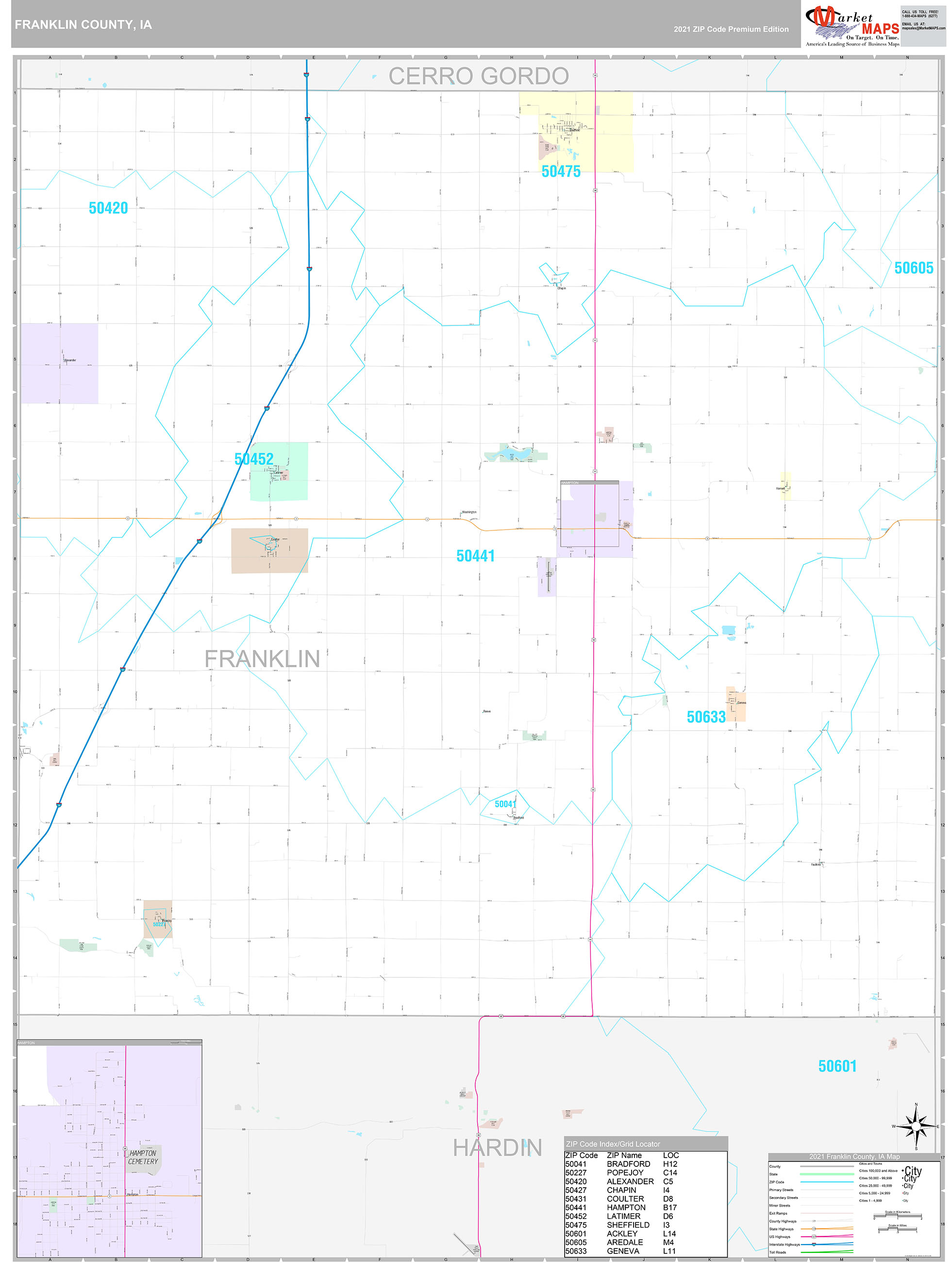 Franklin County Ia Wall Map Premium Style By Marketmaps 7479